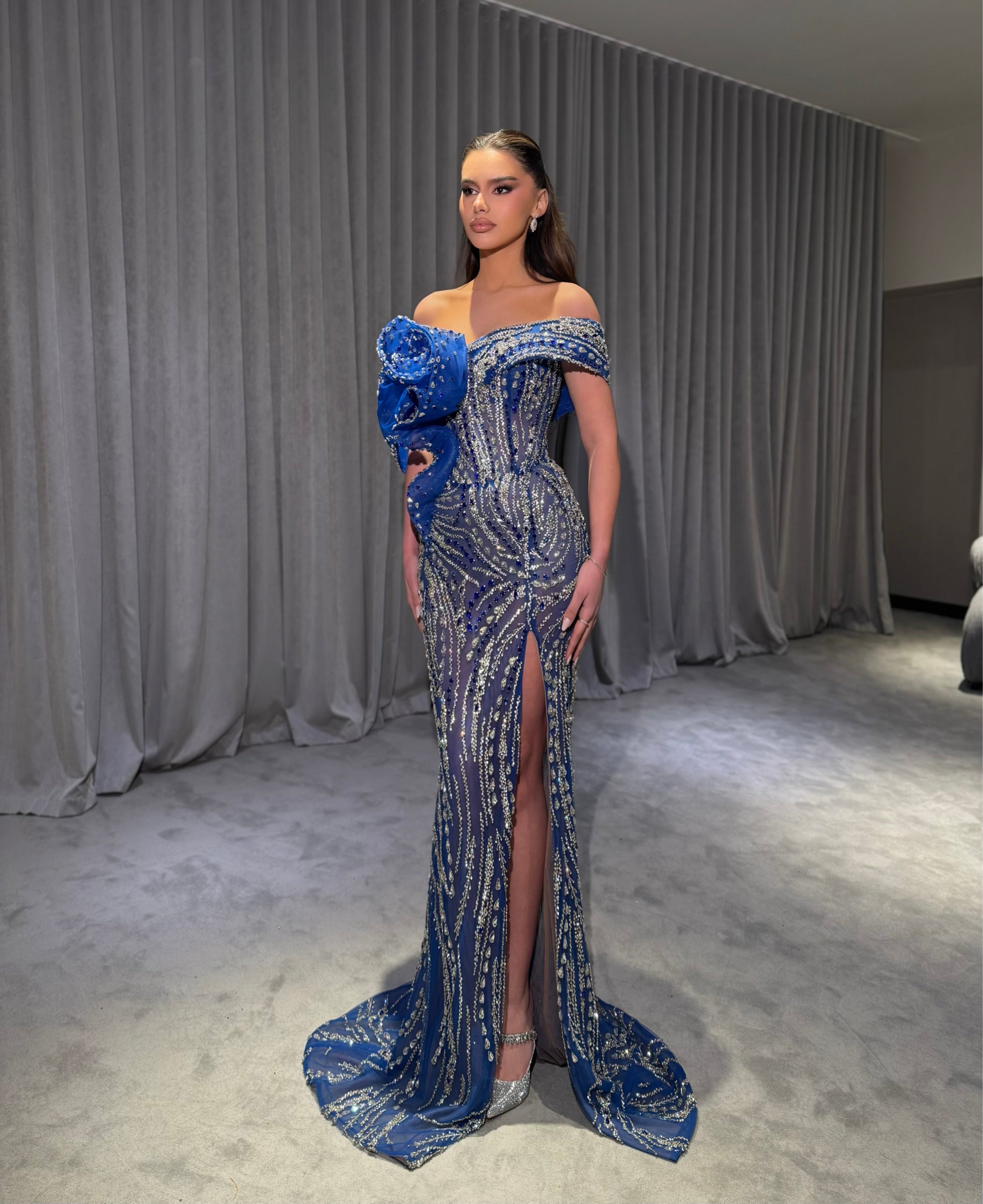 Noéa - Off Shoulder Beaded Corset Gown