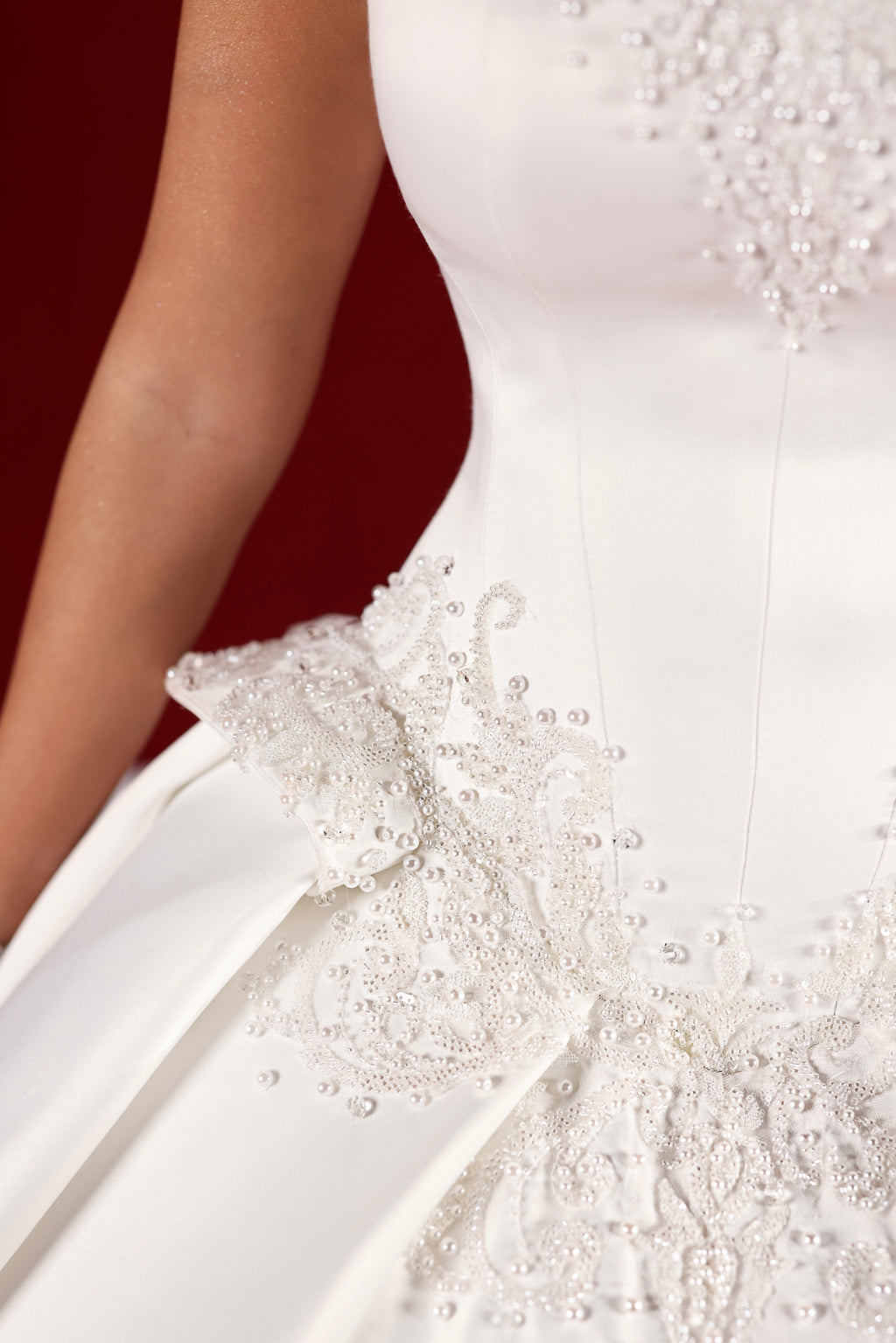 Arlena - Strapless Corset Ball Gown with Bow Train
