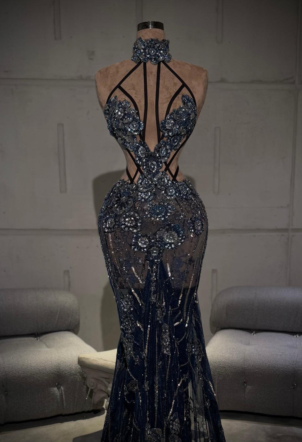 Celene - High Neck Embellished Gown