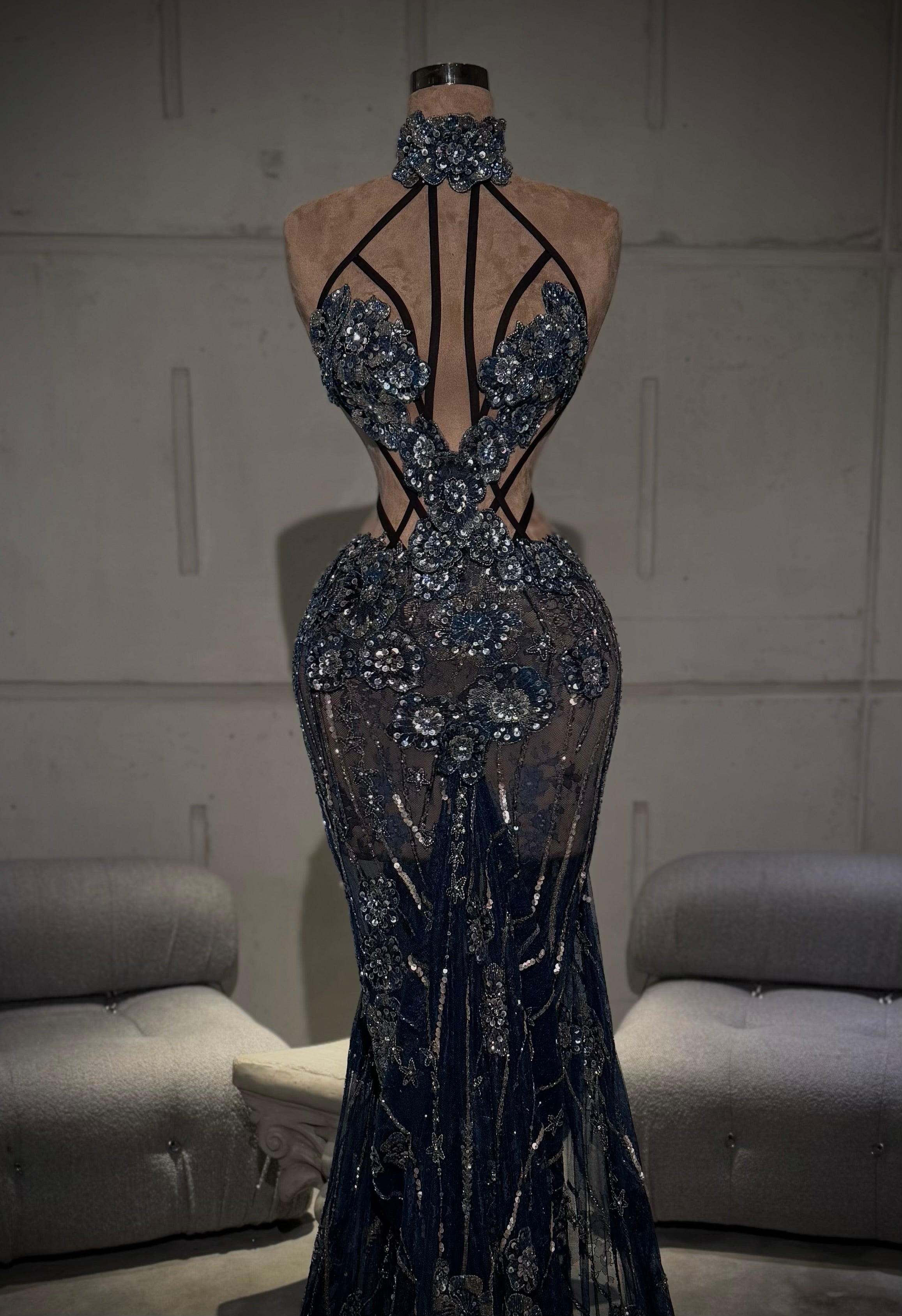 Celene - High Neck Embellished Gown