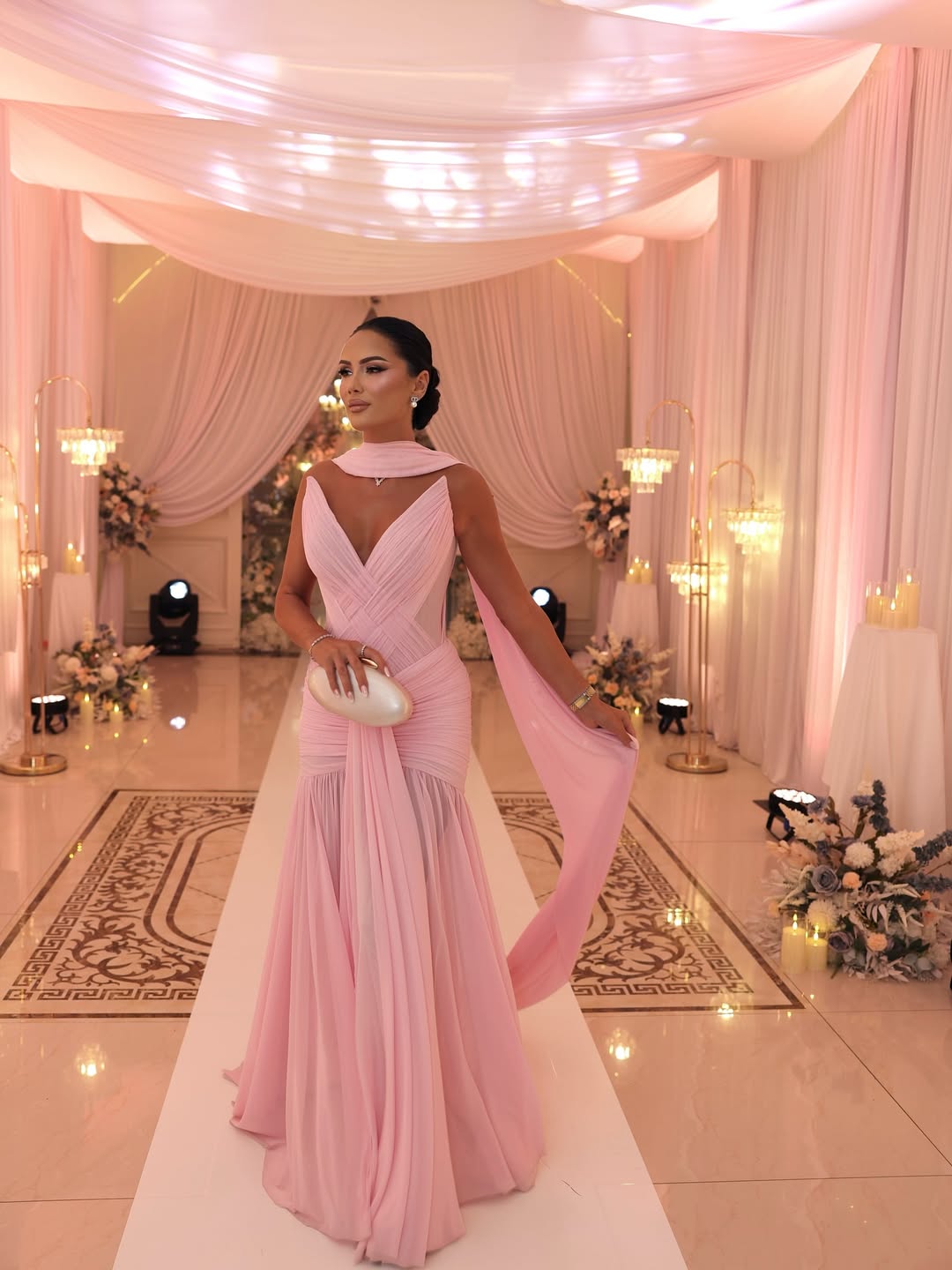 Niná - Blush Pink Draped Gown