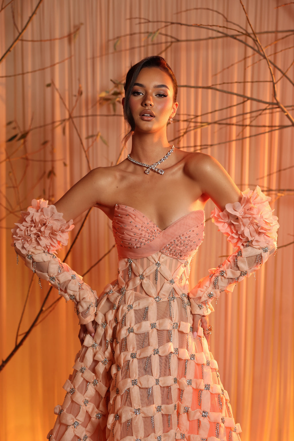 Elyara - Strapless Pink Ball Gown