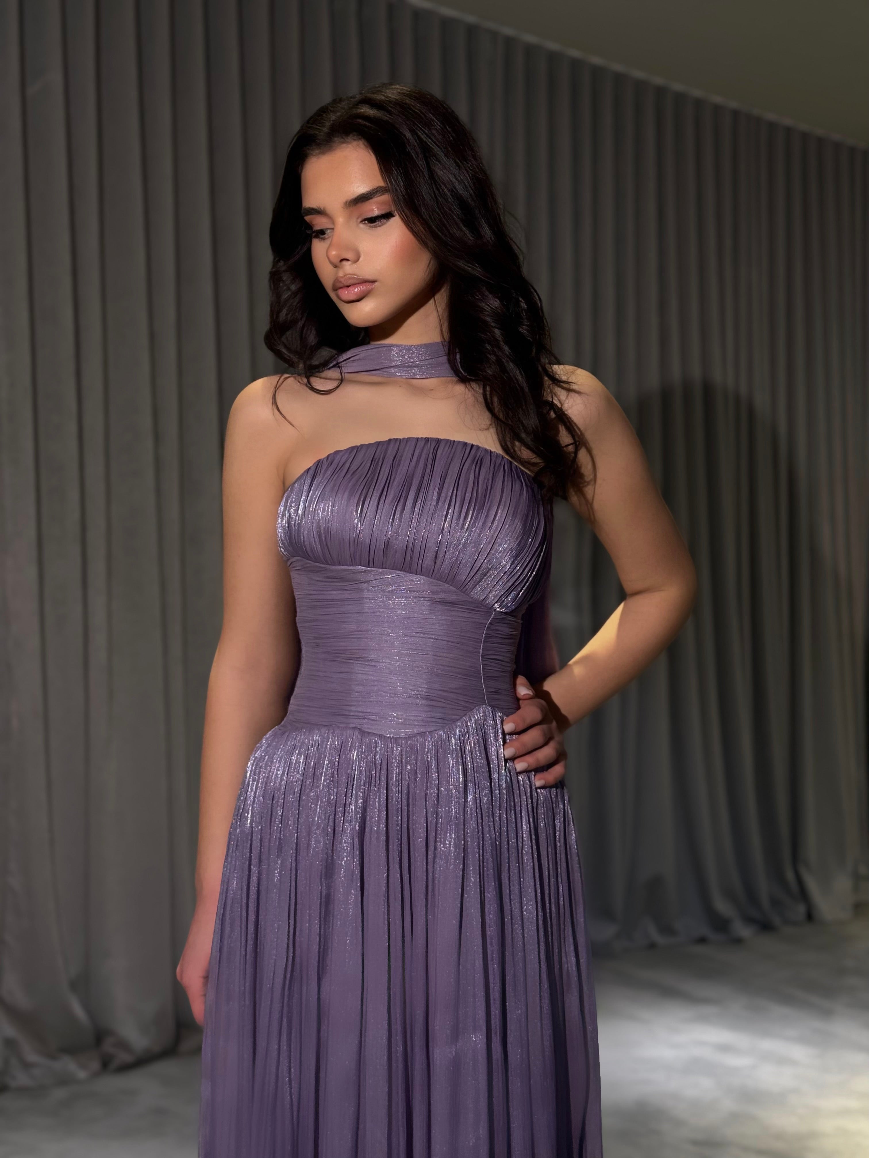 Althea - Strapless Gown with Neck Scarf Detail