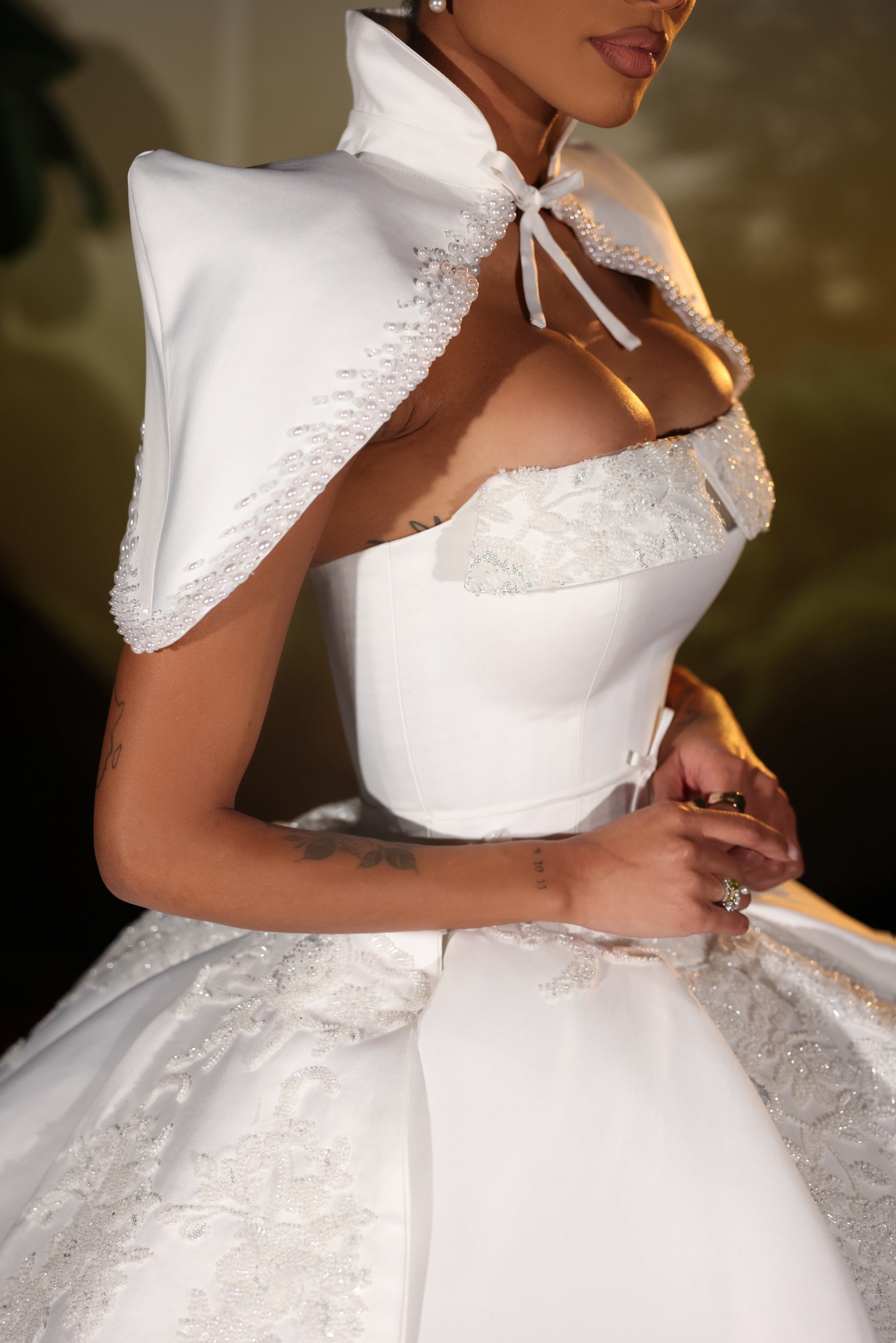 Emery - Pearl Cape Ballgown