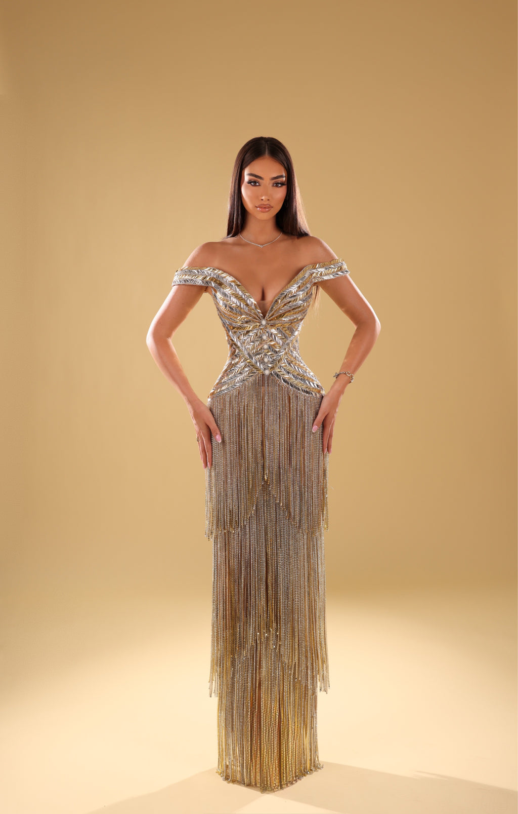 Onea - Metallic Fringe Gown