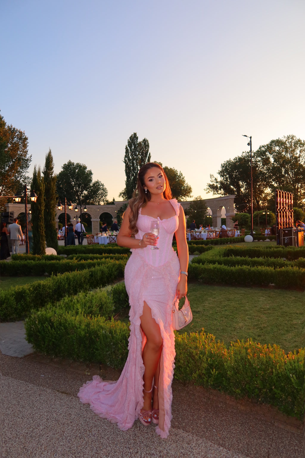 Anita - Ruffle slit gown