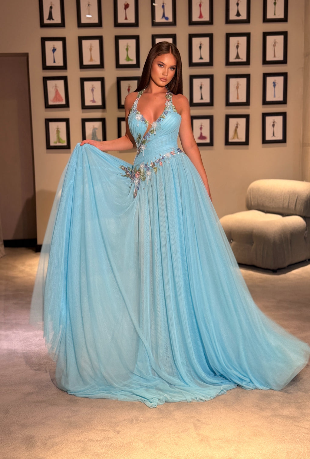 Erona - Floral A-Line Gown