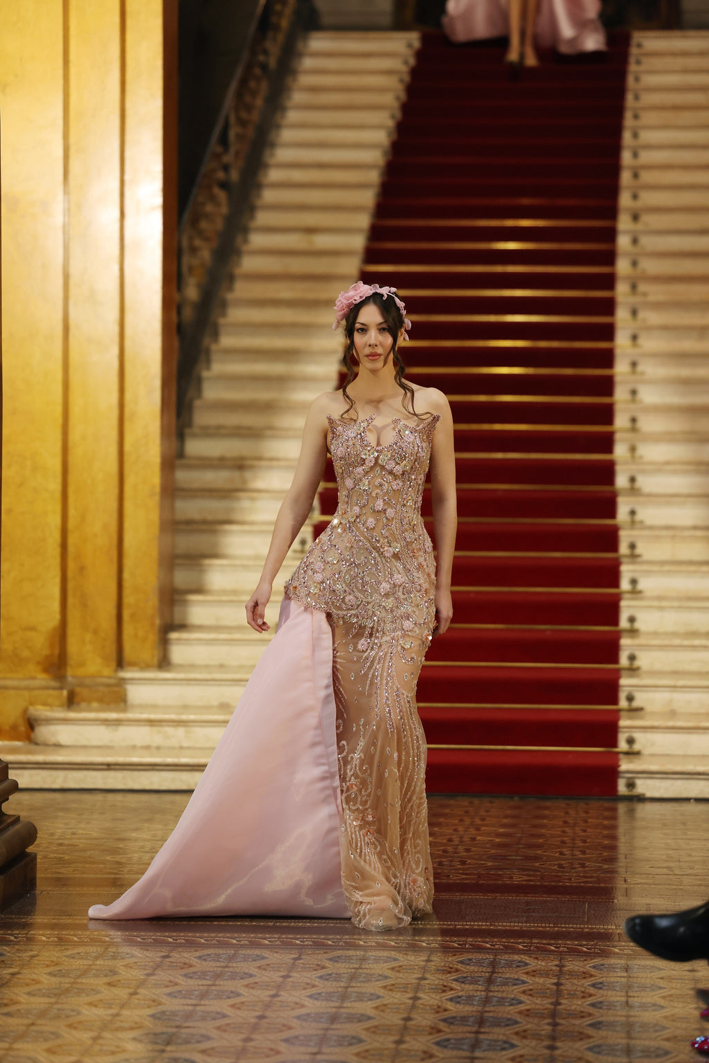 Rosália - Crystal Embellished Gown with Satin Side Train