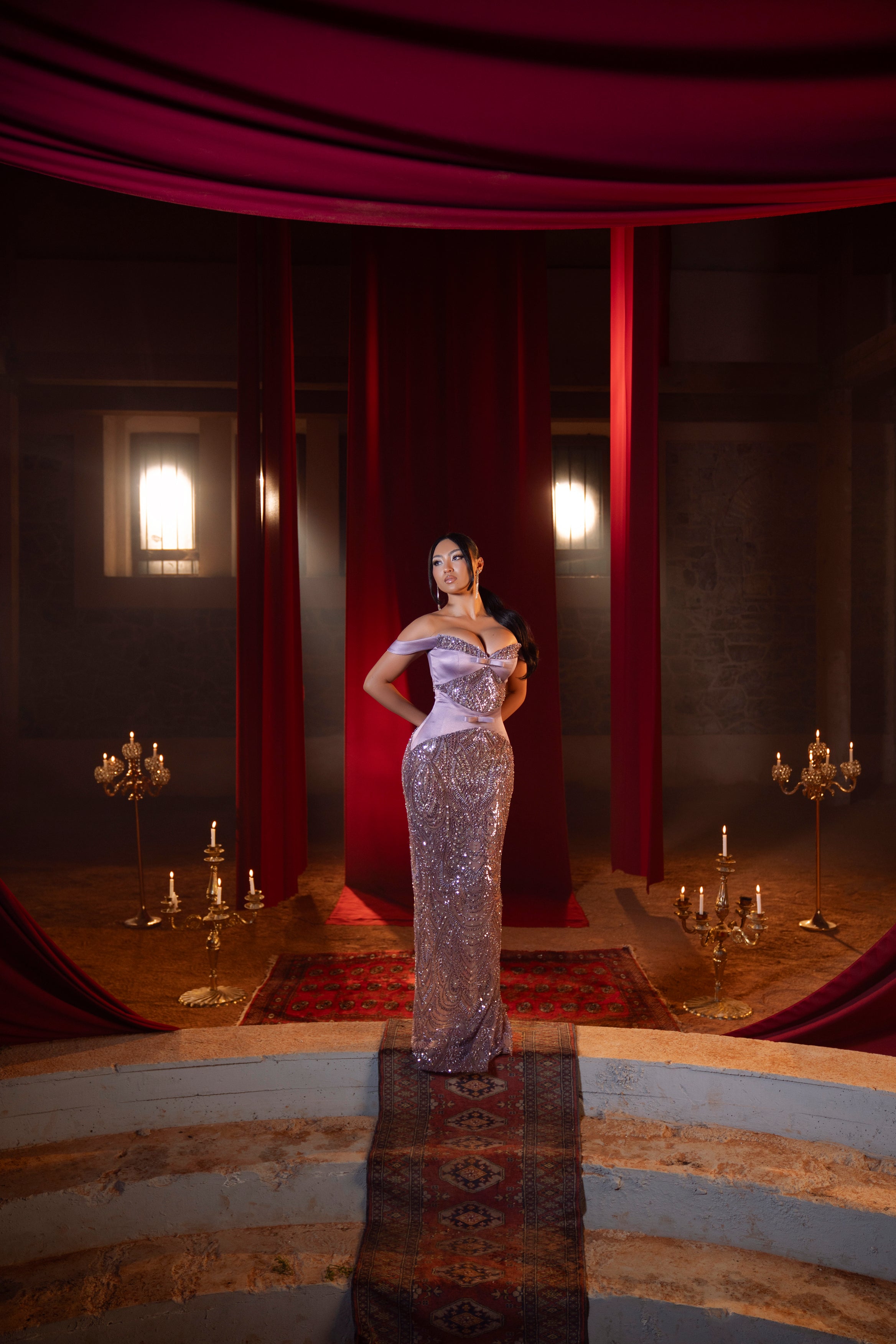 Arlona - Off shoulder embellished gown