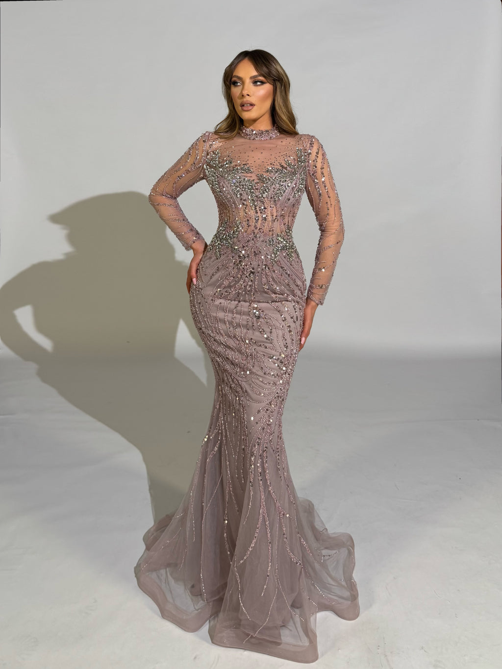 High Neck Embellished Mermaid Gown