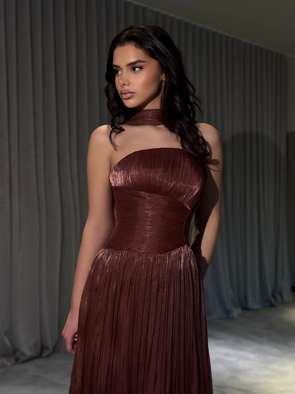 Althea - Strapless Gown with Neck Scarf Detail