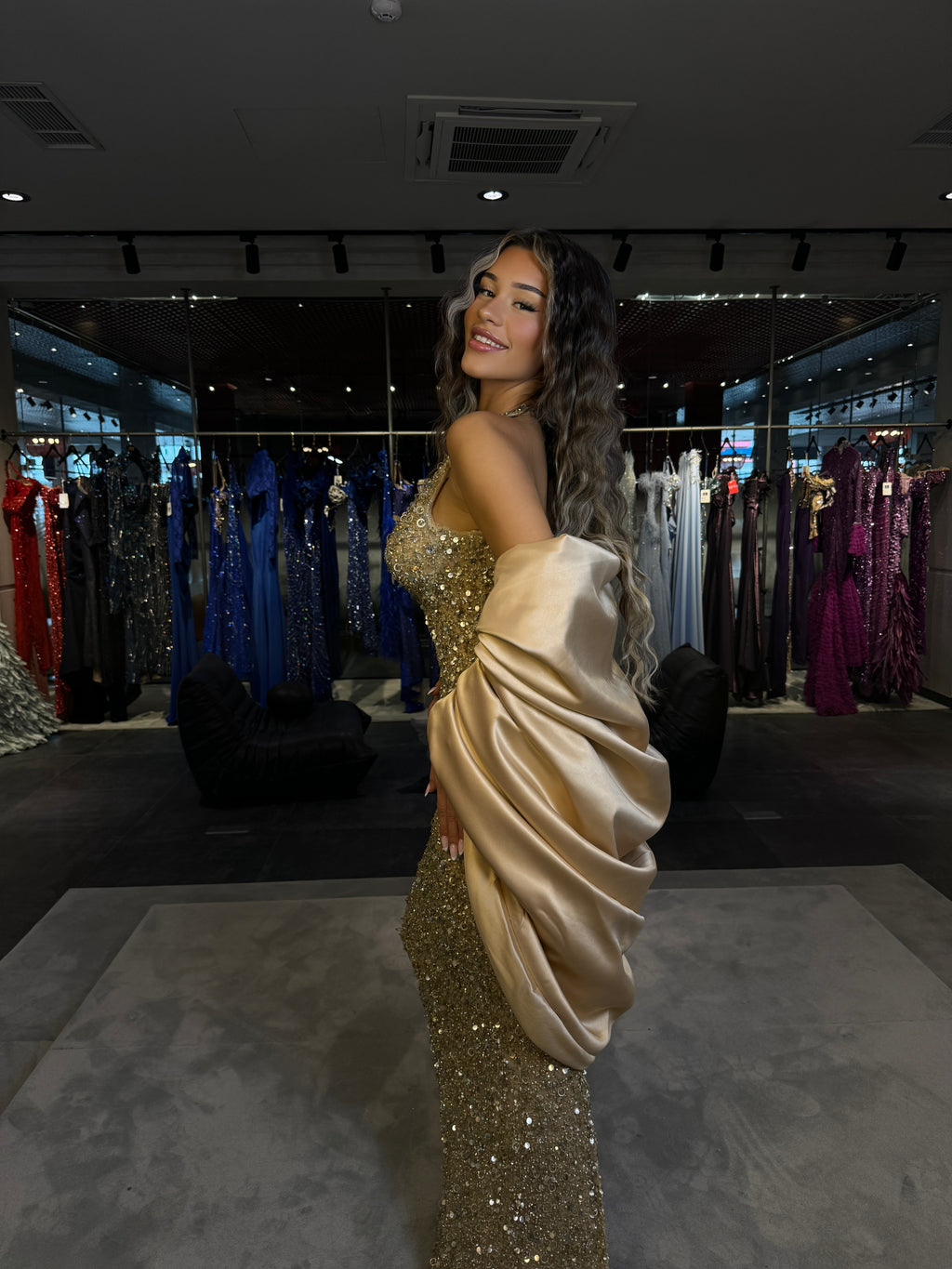 Golden Hour Halter Sequin Dress