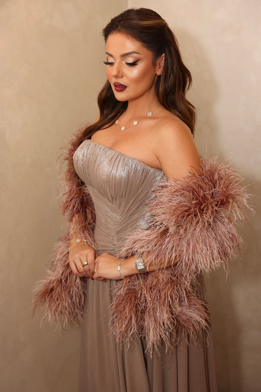 Rinetta - Metallic strapless gown