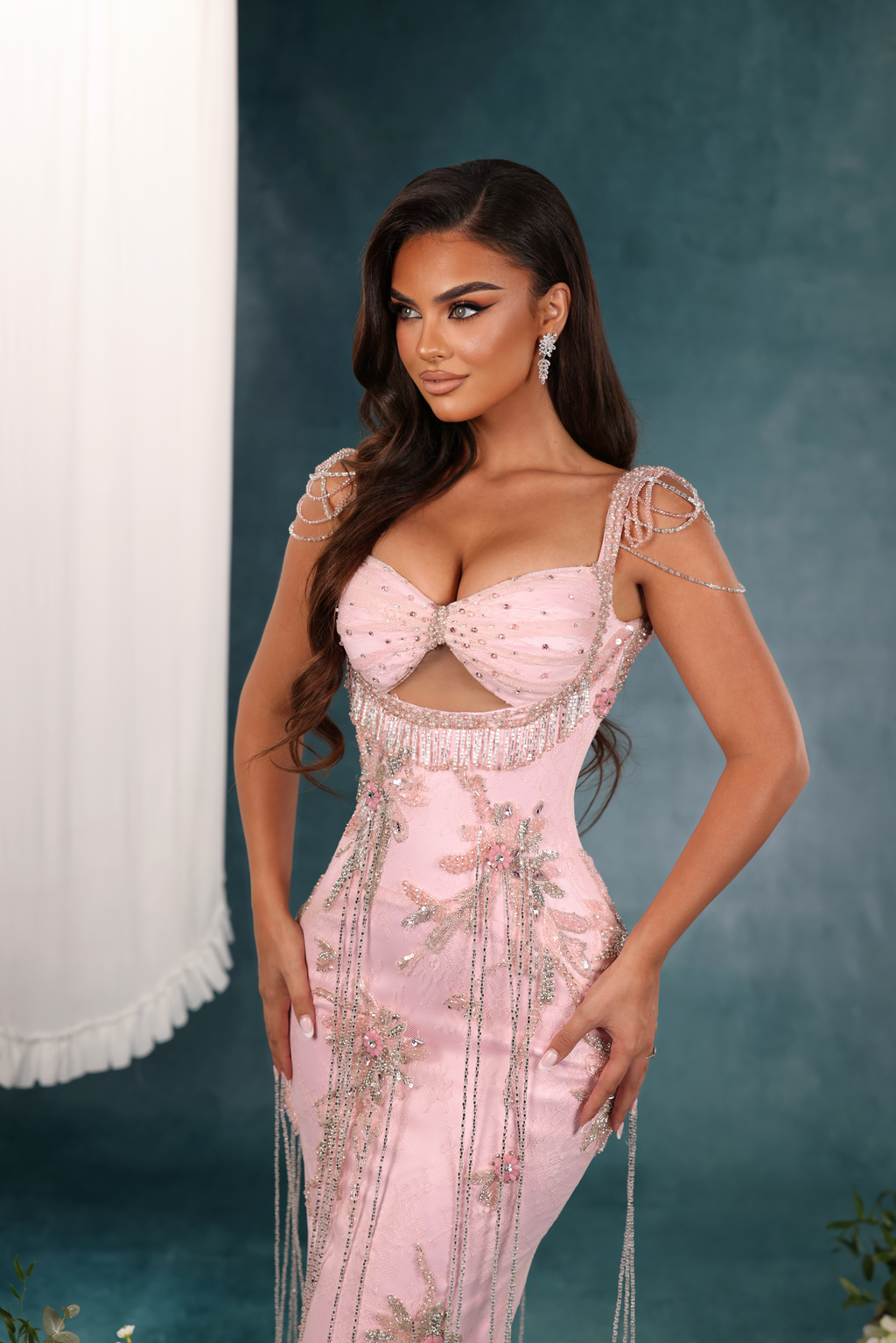 Delia - Crystal Fringe Corset Gown