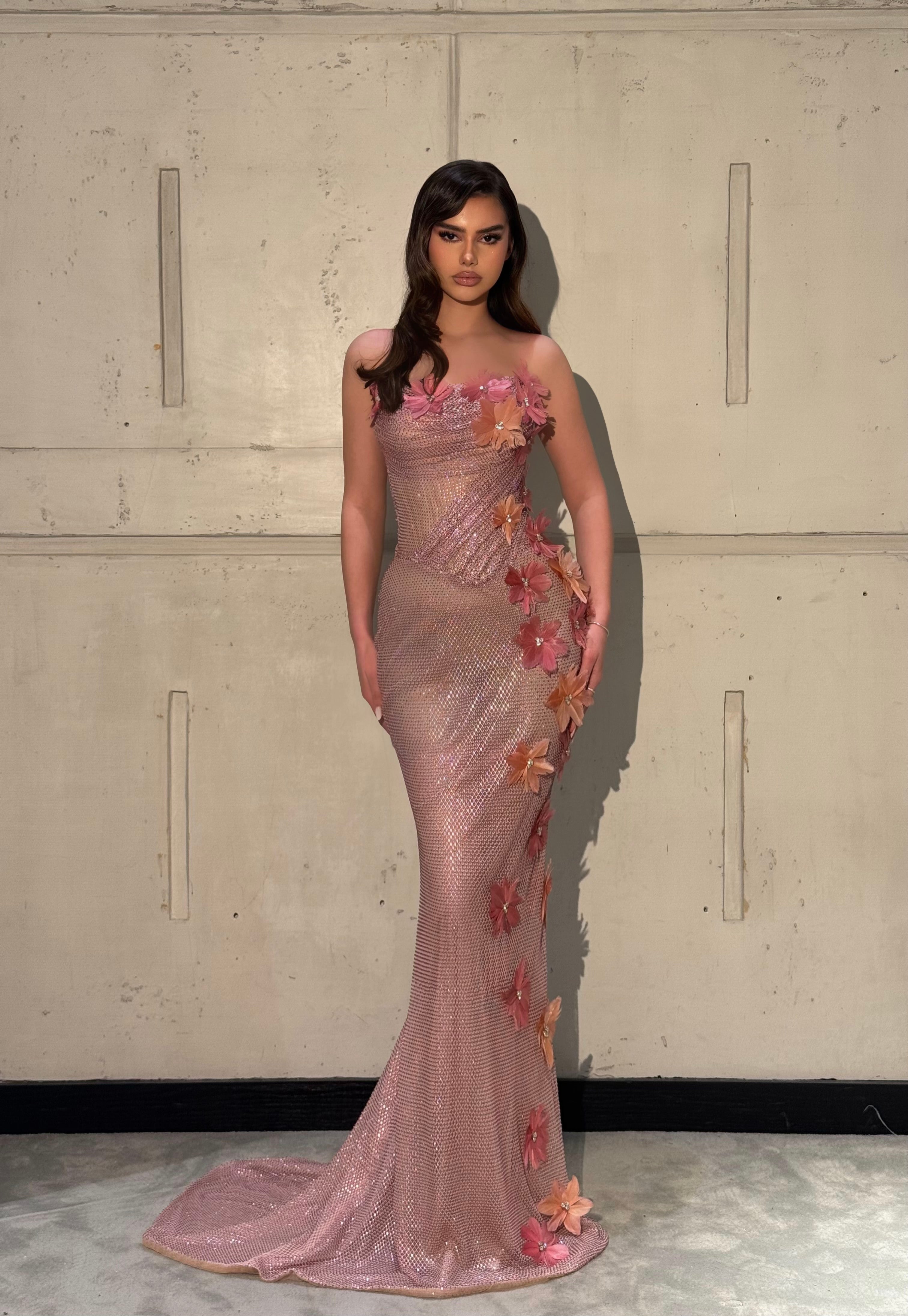 Arvela - Blush Floral Gown