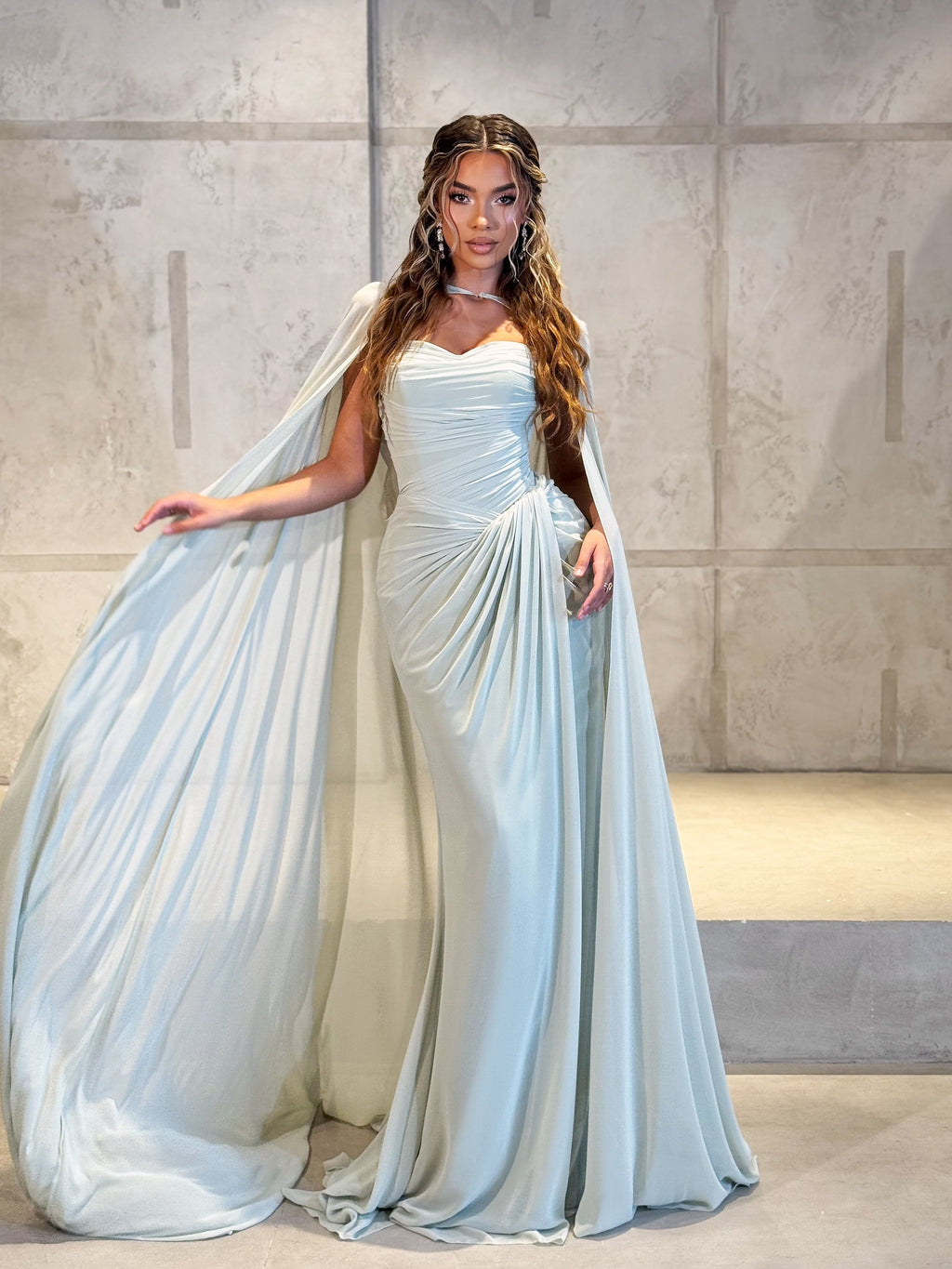 Elora - Draped Cape Gown