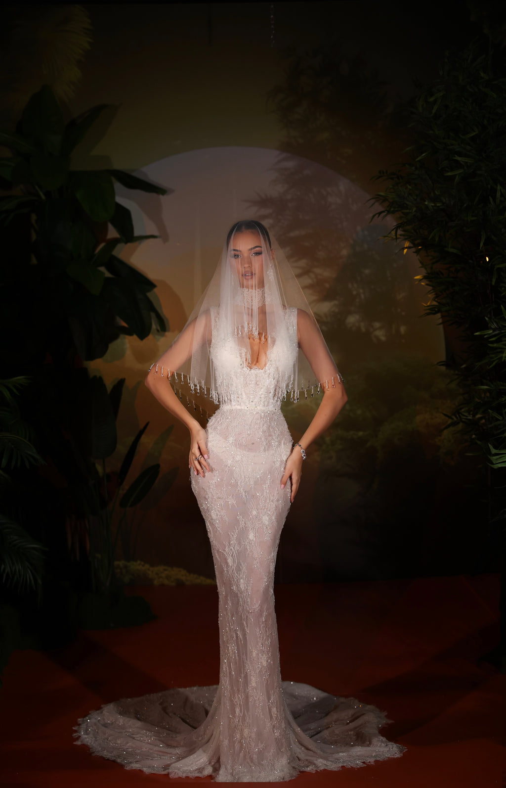 Daorsa - Beaded Lace Mermaid Gown