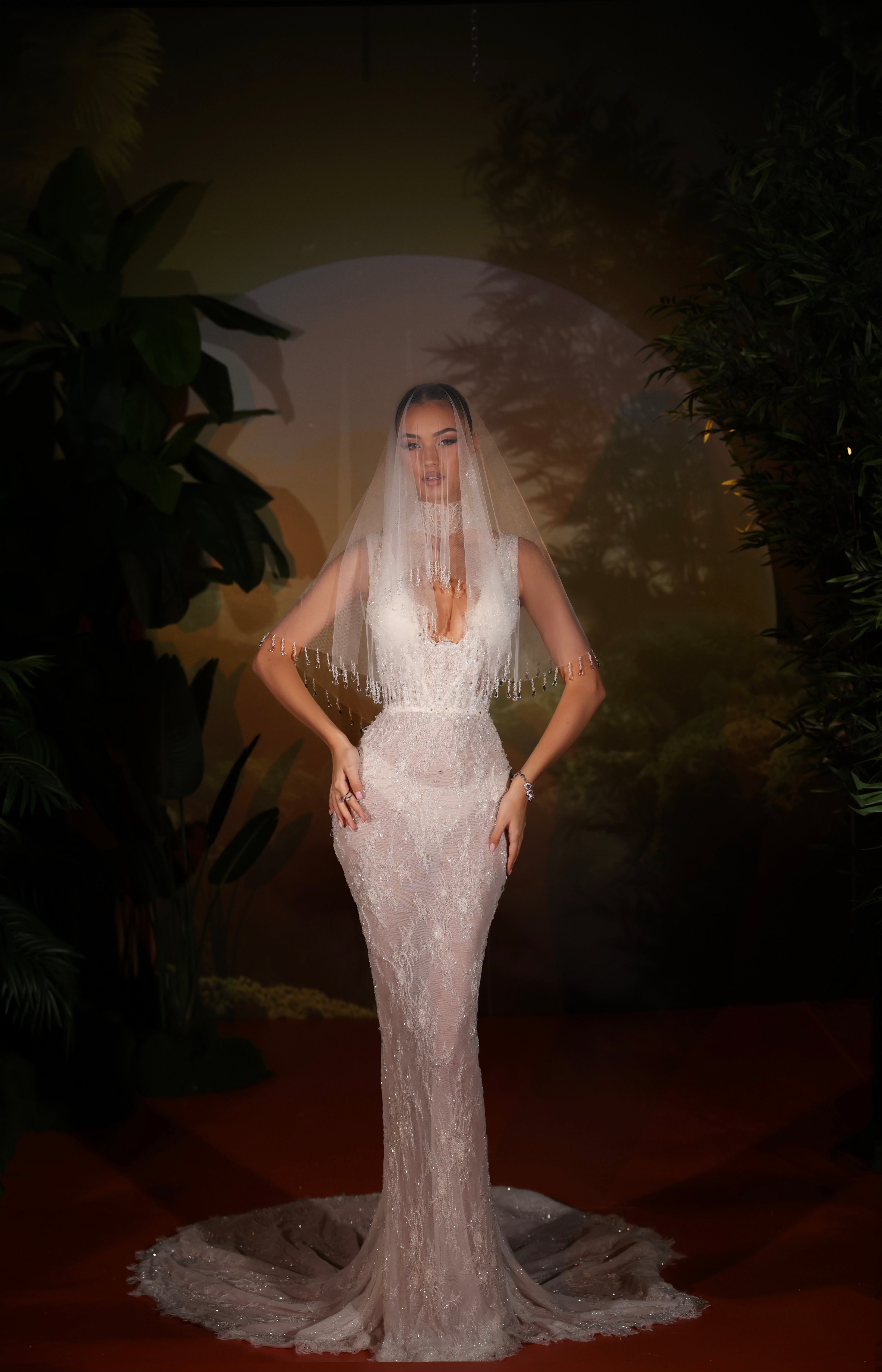 Daorsa - Beaded Lace Mermaid Gown