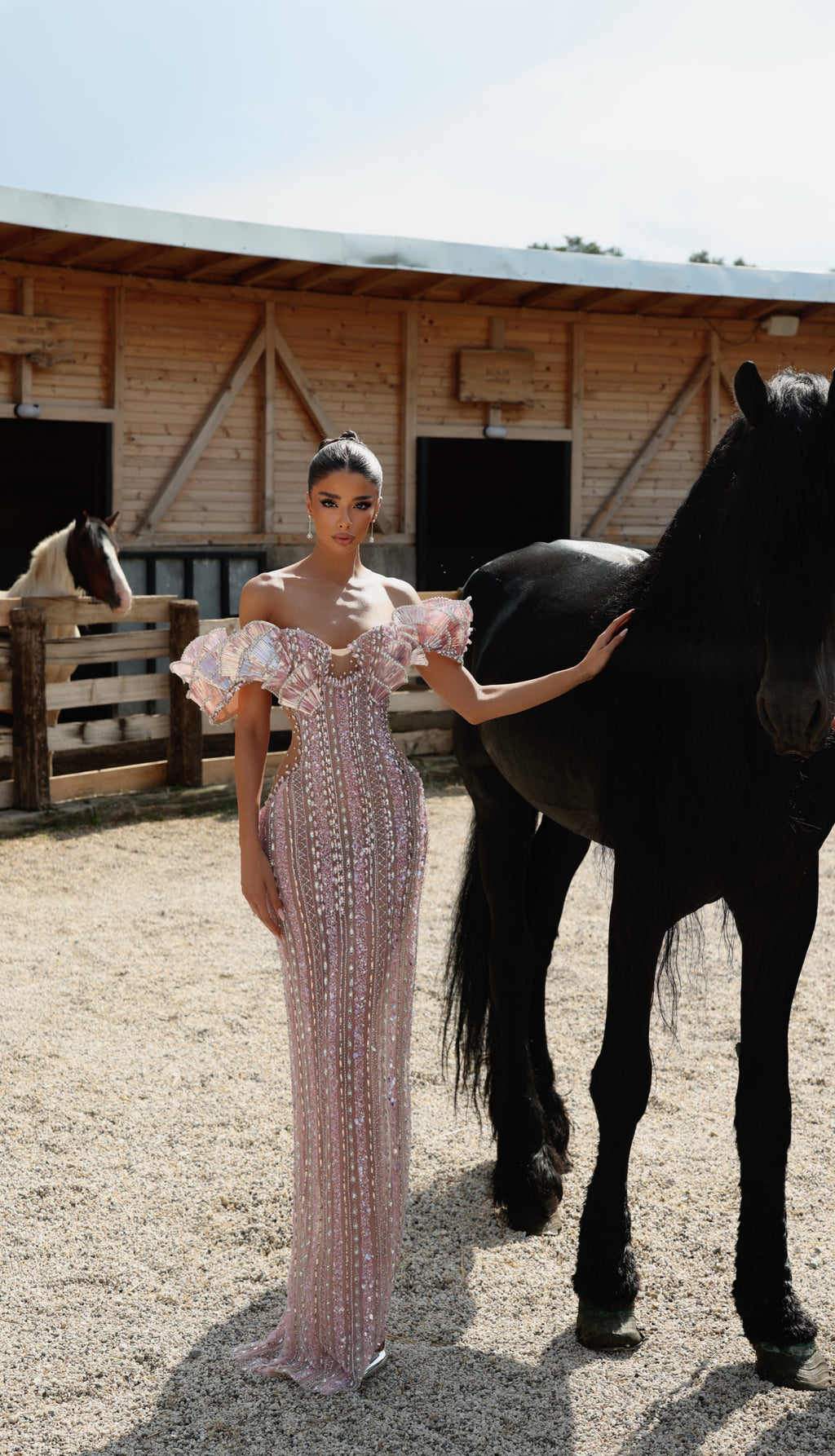 Nela - Off Shoulder Crystal Gown