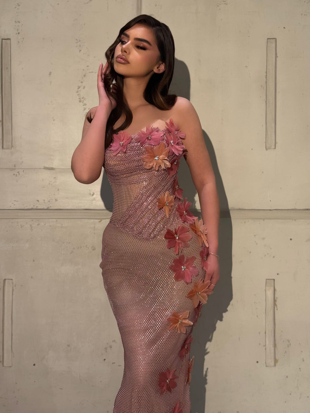 Arvela - Blush Floral Gown