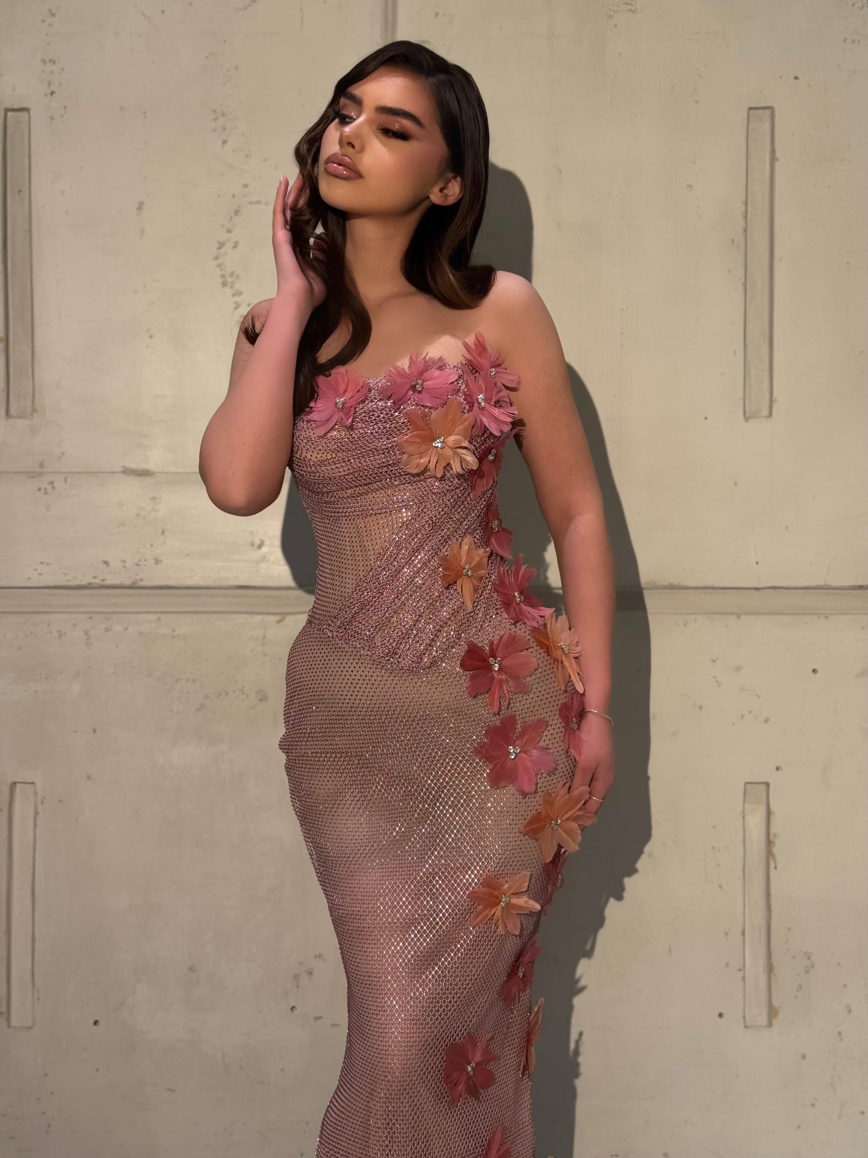 Arvela - Blush Floral Gown