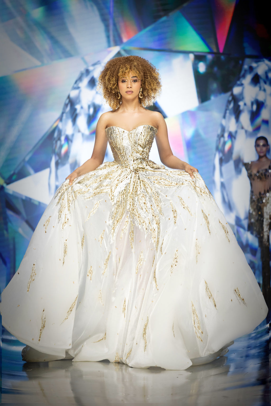 Diana - Ivory Gold Embroidered Ball Gown