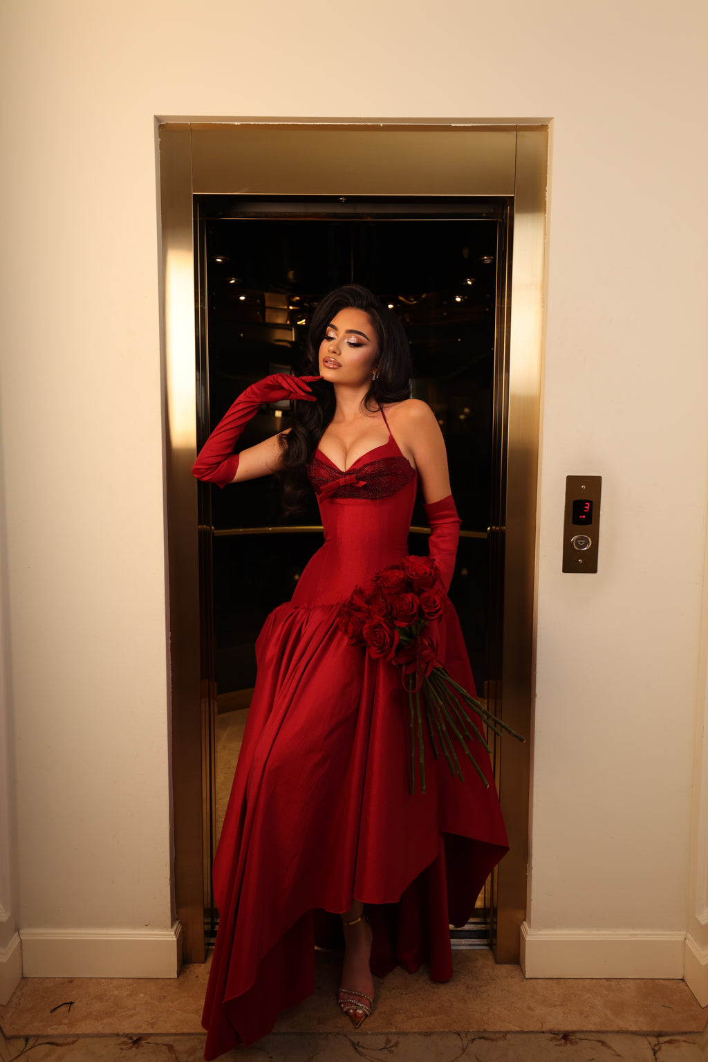 Maddie - Red Asymmetric Gown