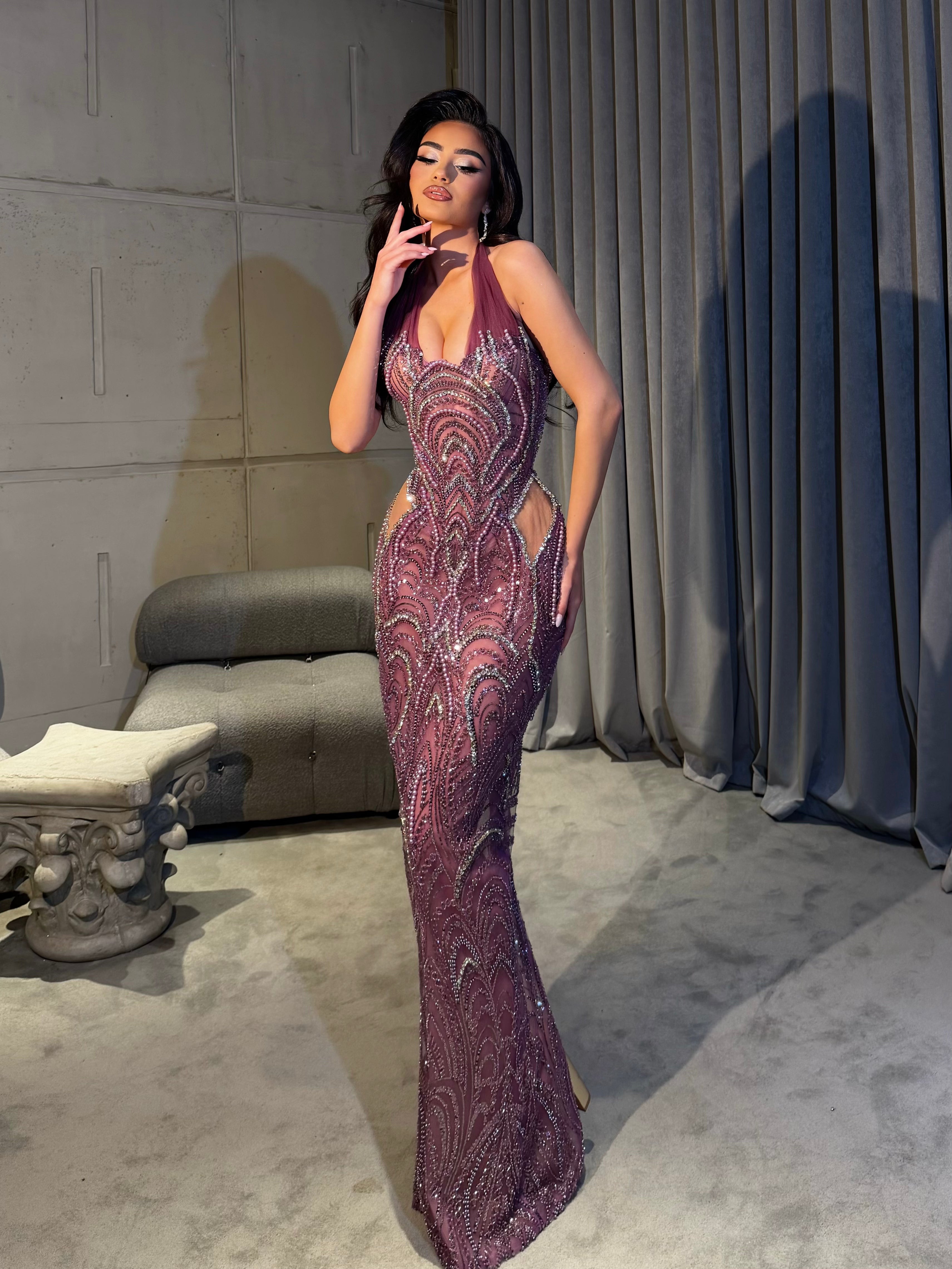 Mirèa - Beaded Halter Gown