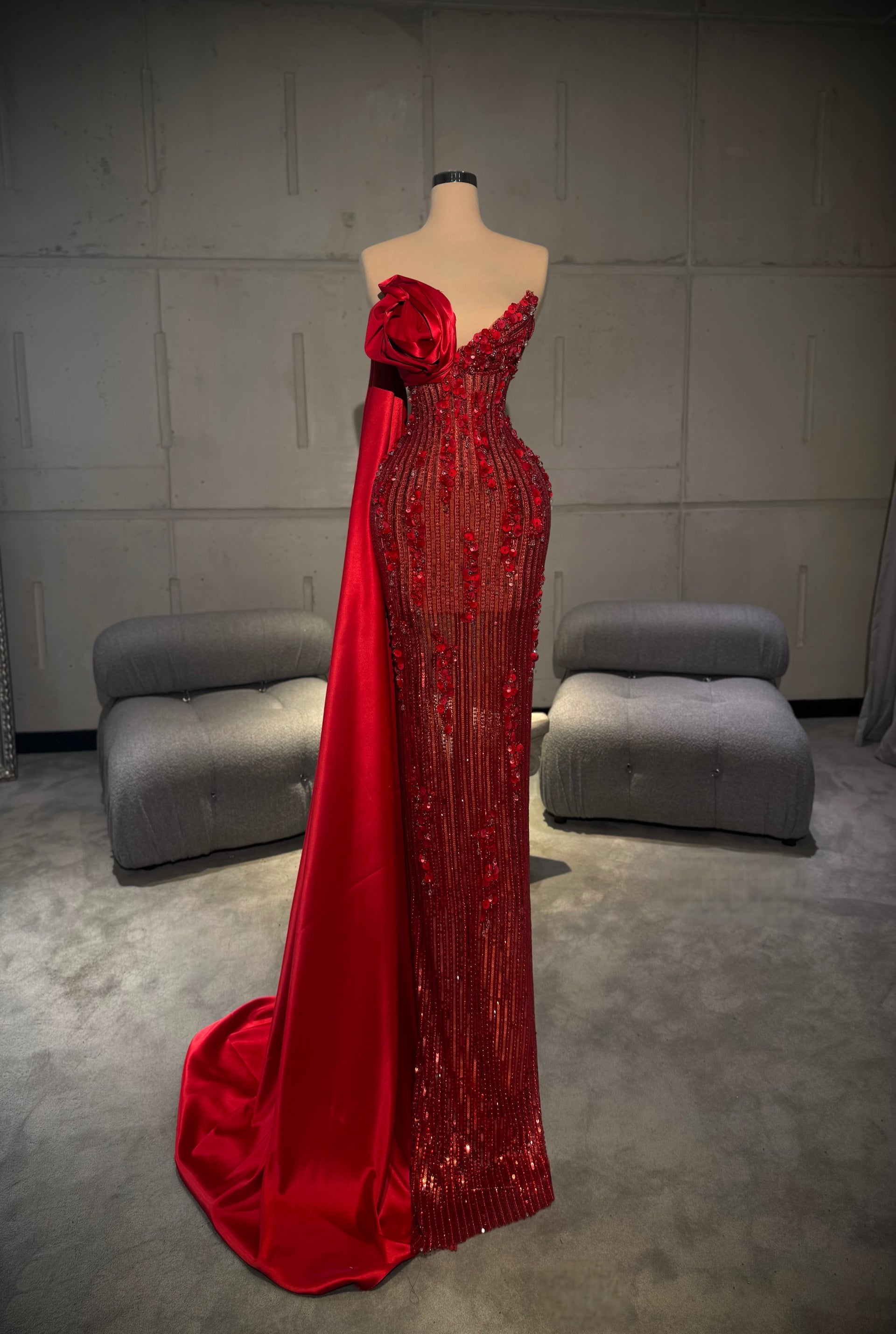 Alina - Rose Draped Cape Gown M Alina - Rose Draped Cape Gown M