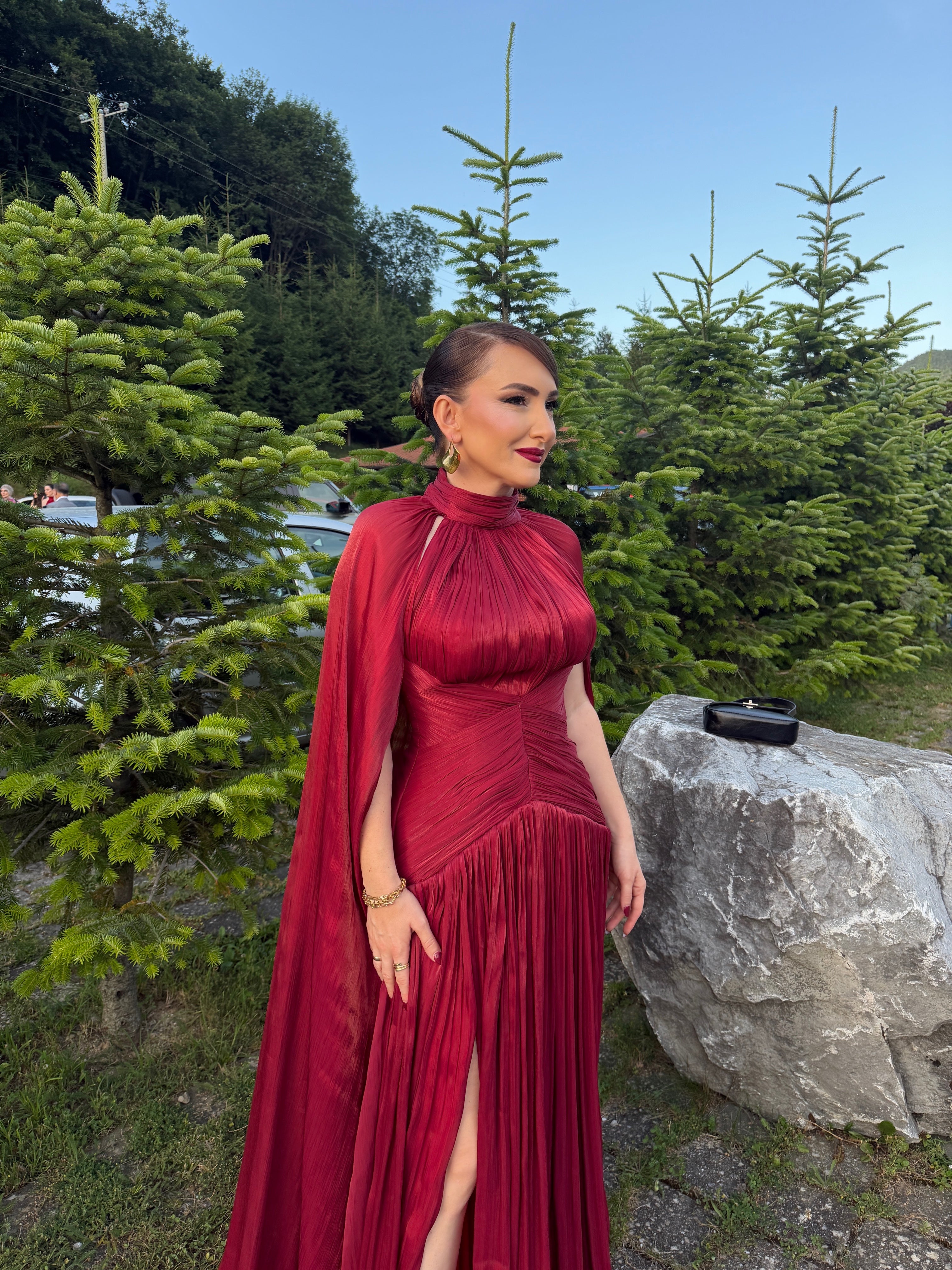 Loreta - High Neck Cape Gown
