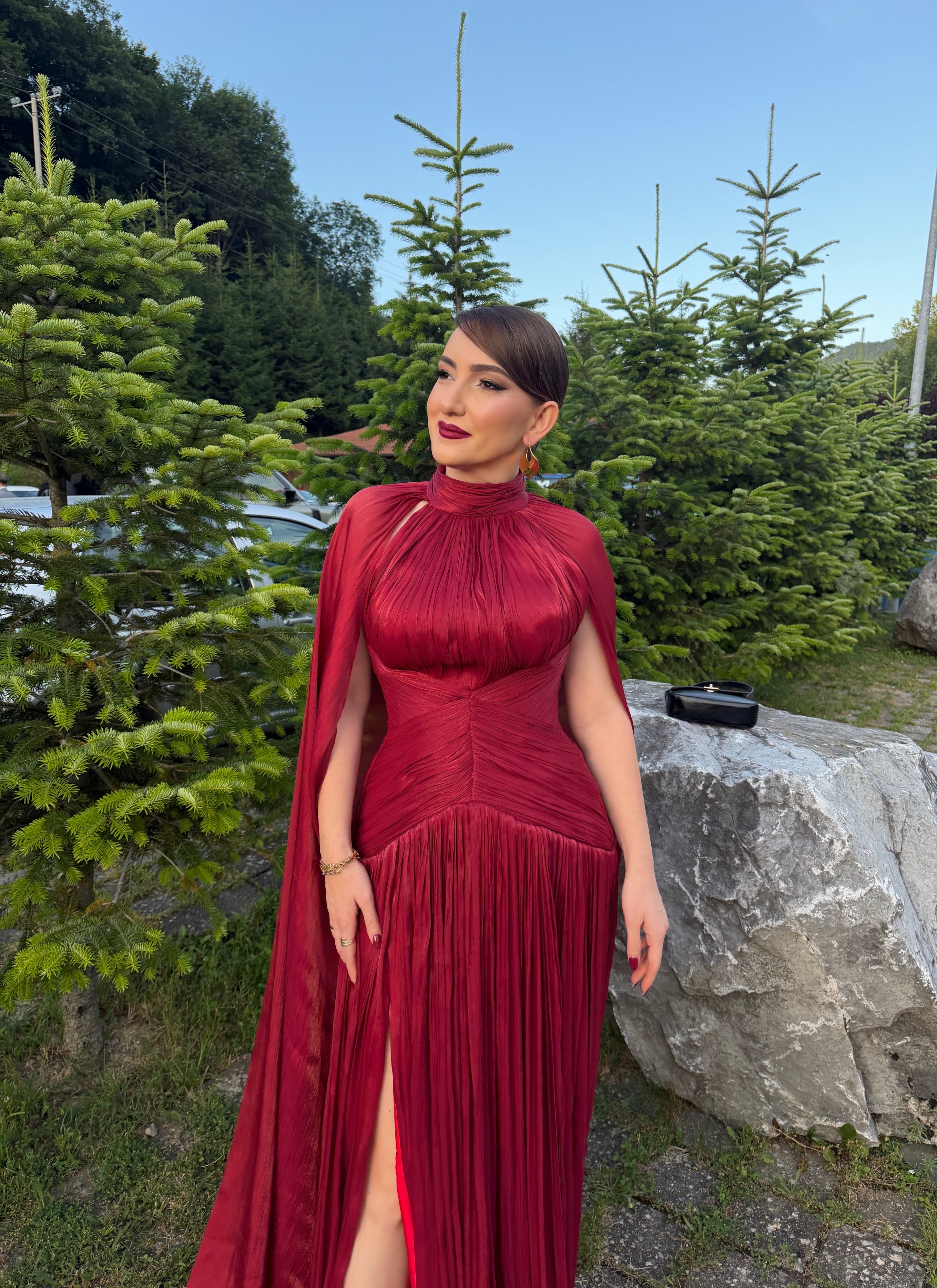 Loreta - High Neck Cape Gown