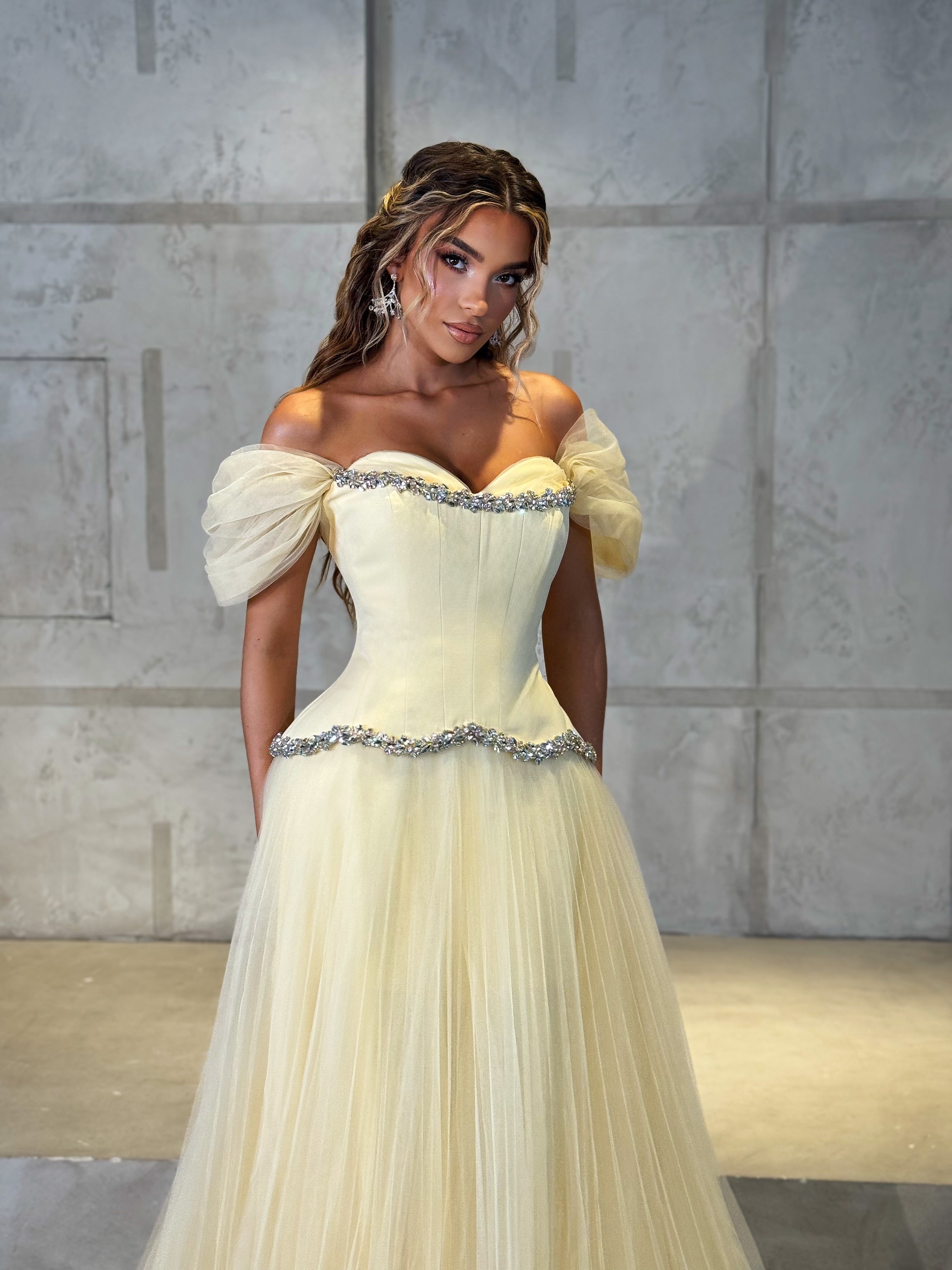 Ayliza - Off Shoulder Peplum Ball Gown