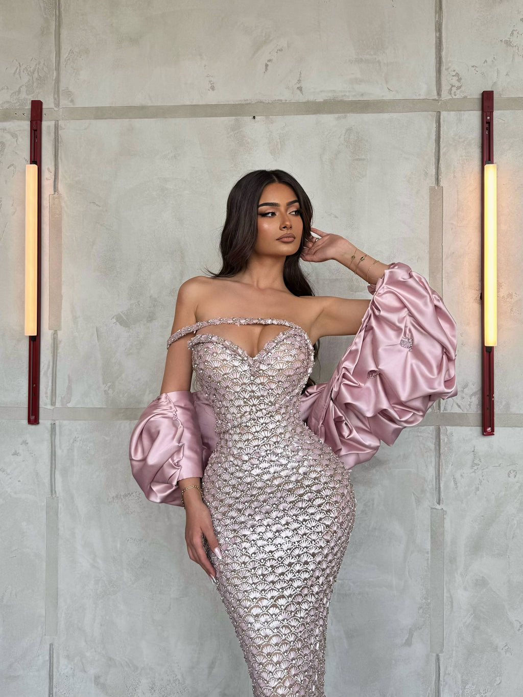 Arlinè – Hand embellished crystal gown