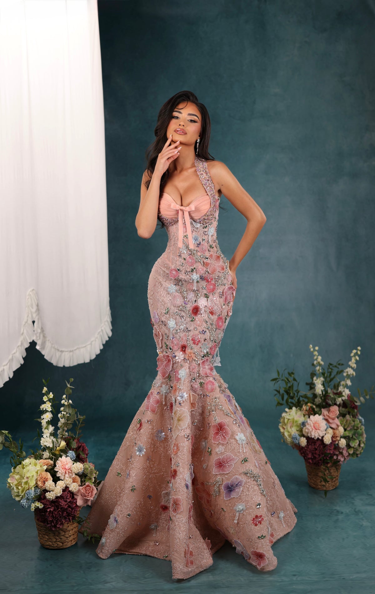 Rosee - Floral Bow Mermaid Gown