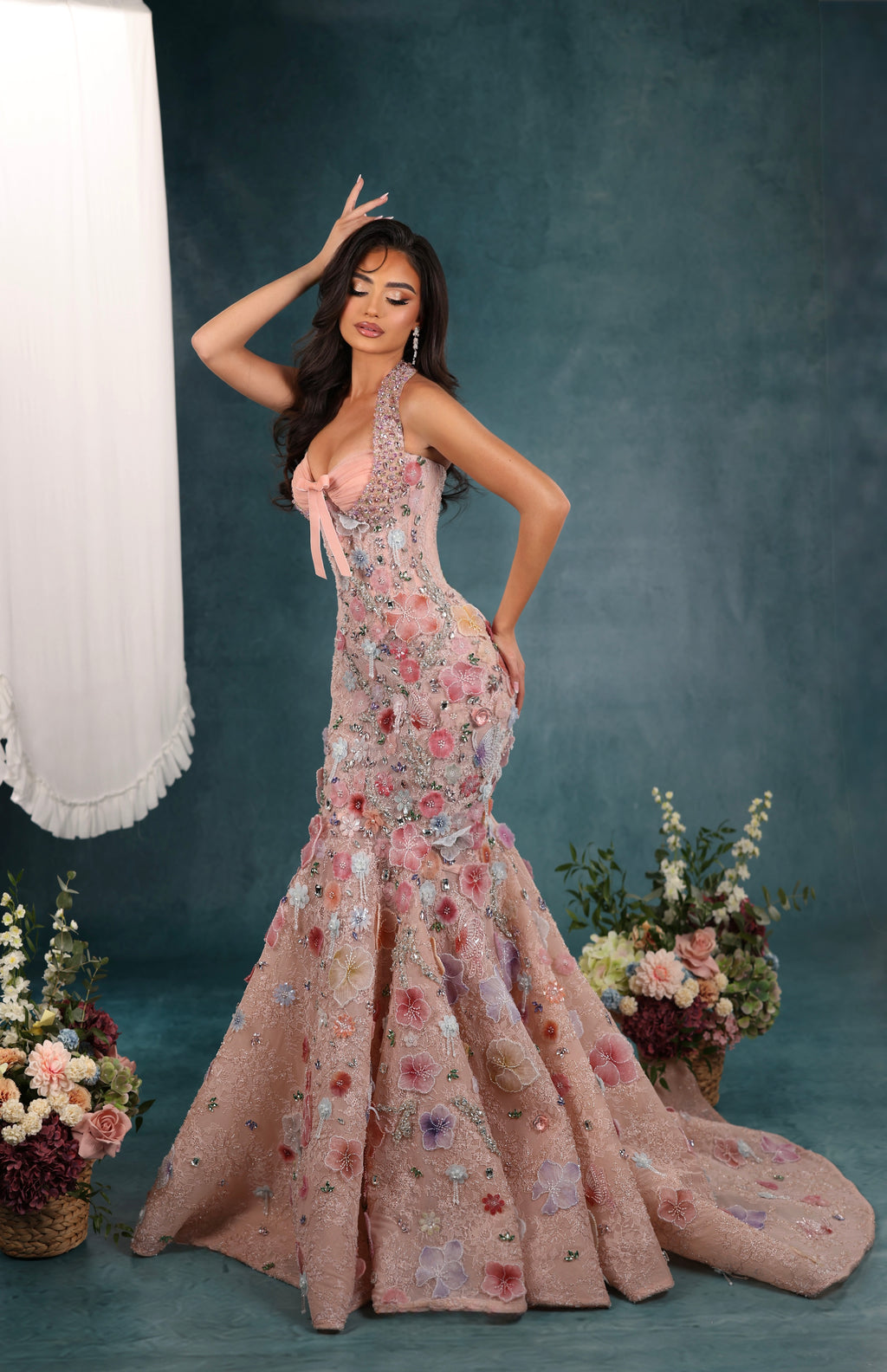 Rosee - Floral Bow Mermaid Gown