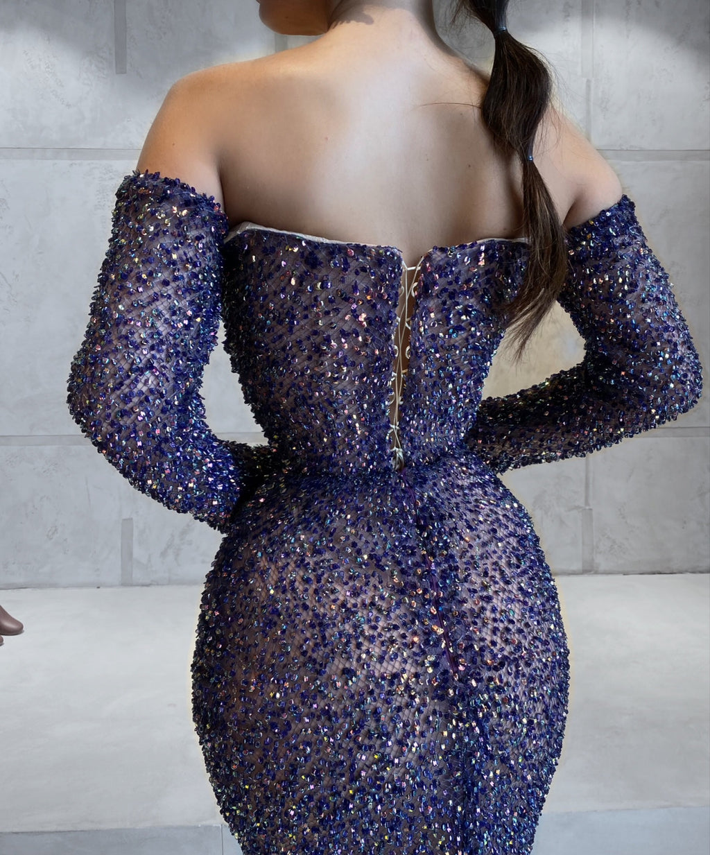 Off Shoulders Purple Shimmering Mermaid Dress