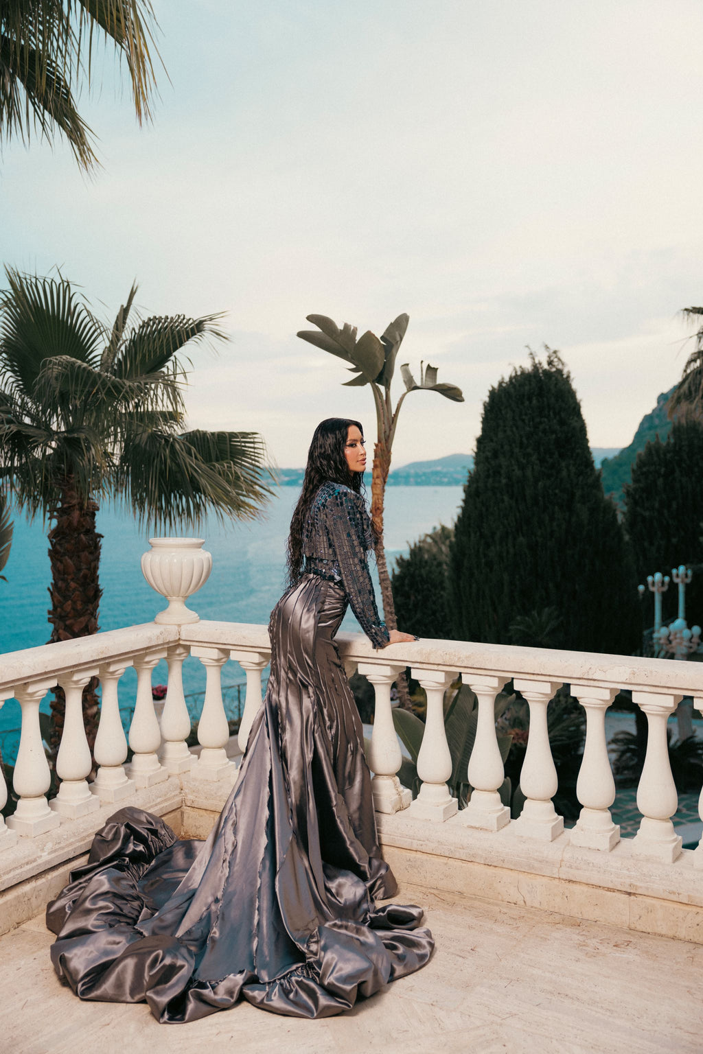 Metallic silver gown