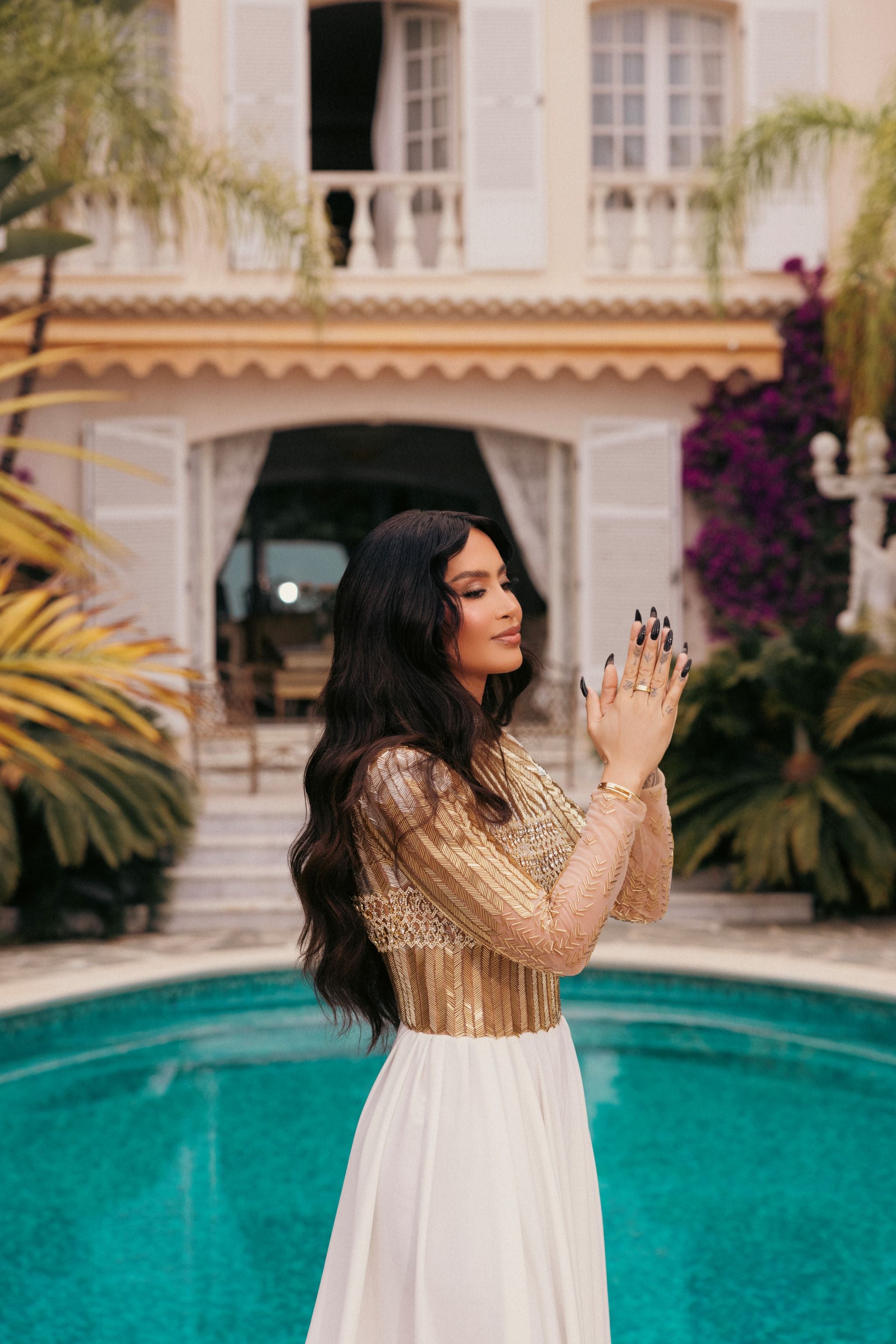 Gold and White Embellished Jumpsuit