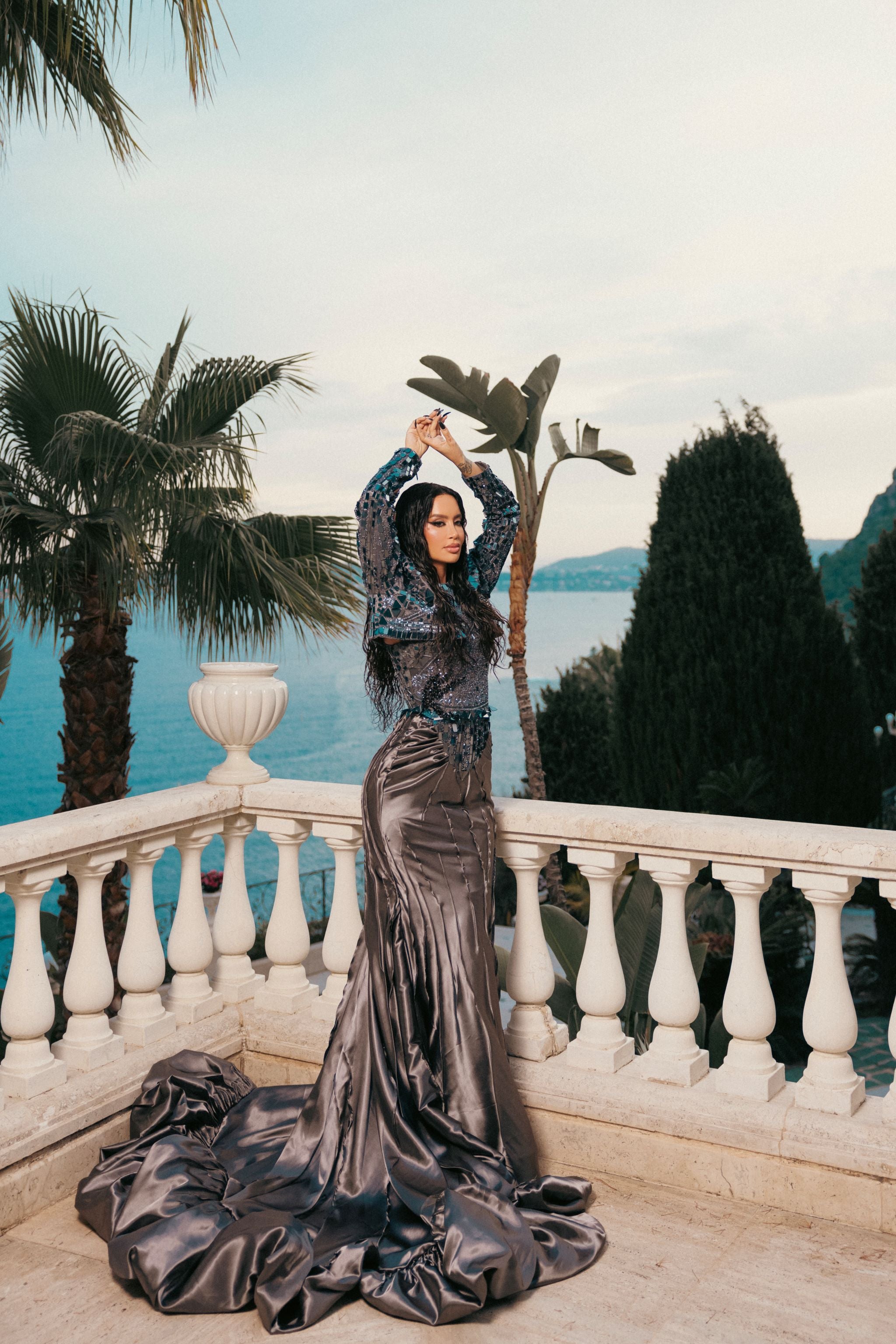 Metallic silver gown