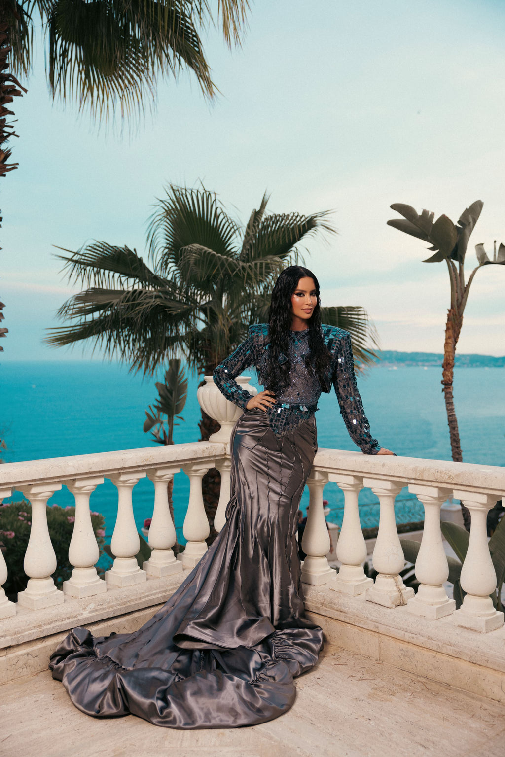 Metallic silver gown