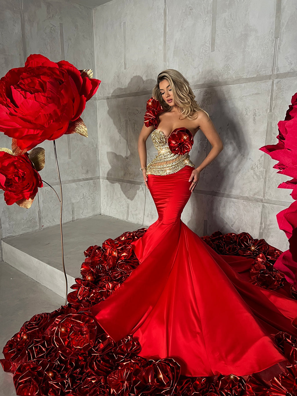 Benedetta - Flower embellishment long dress
