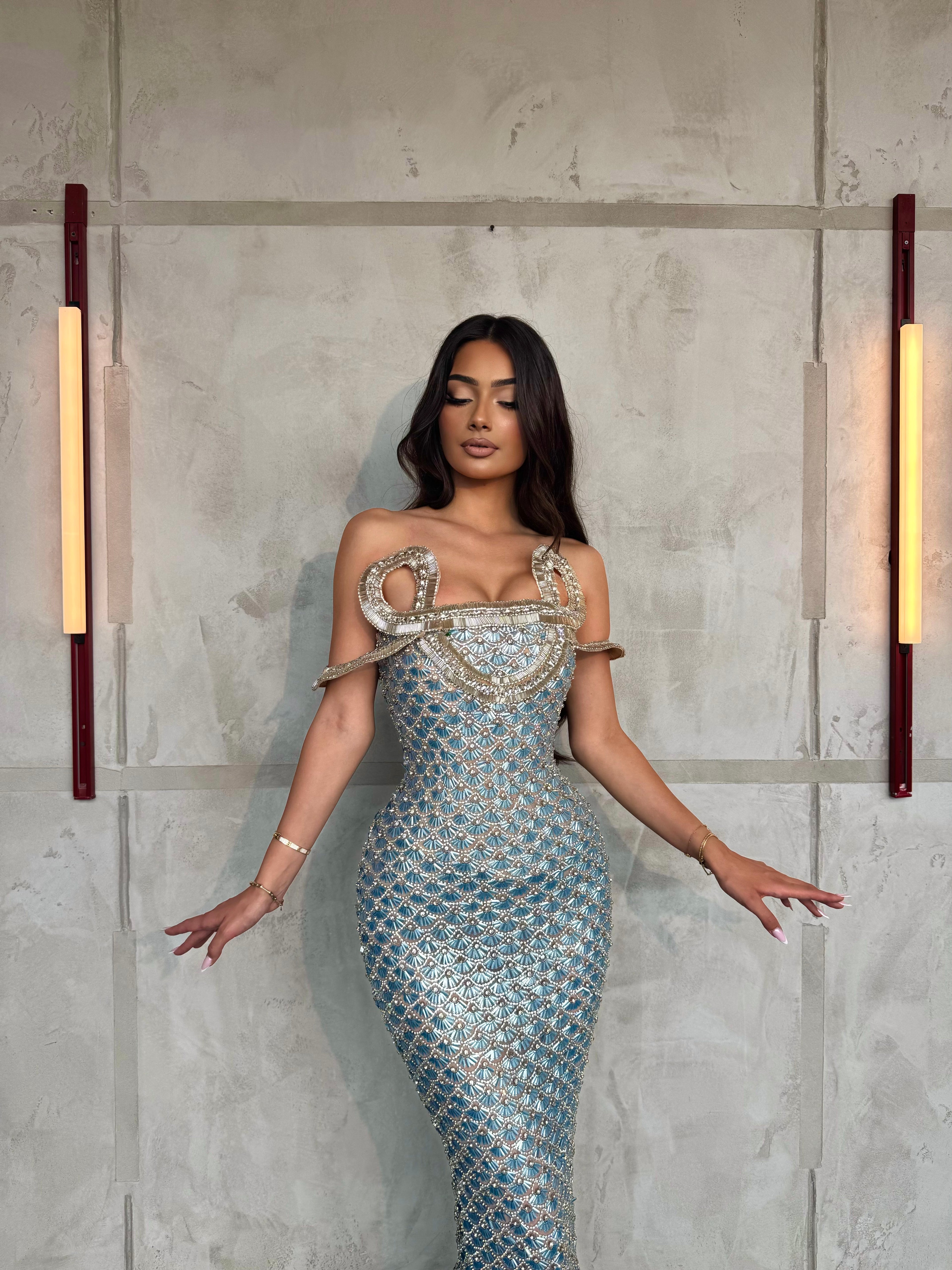 Sirena – Ornate Blue Mermaid Couture Gown