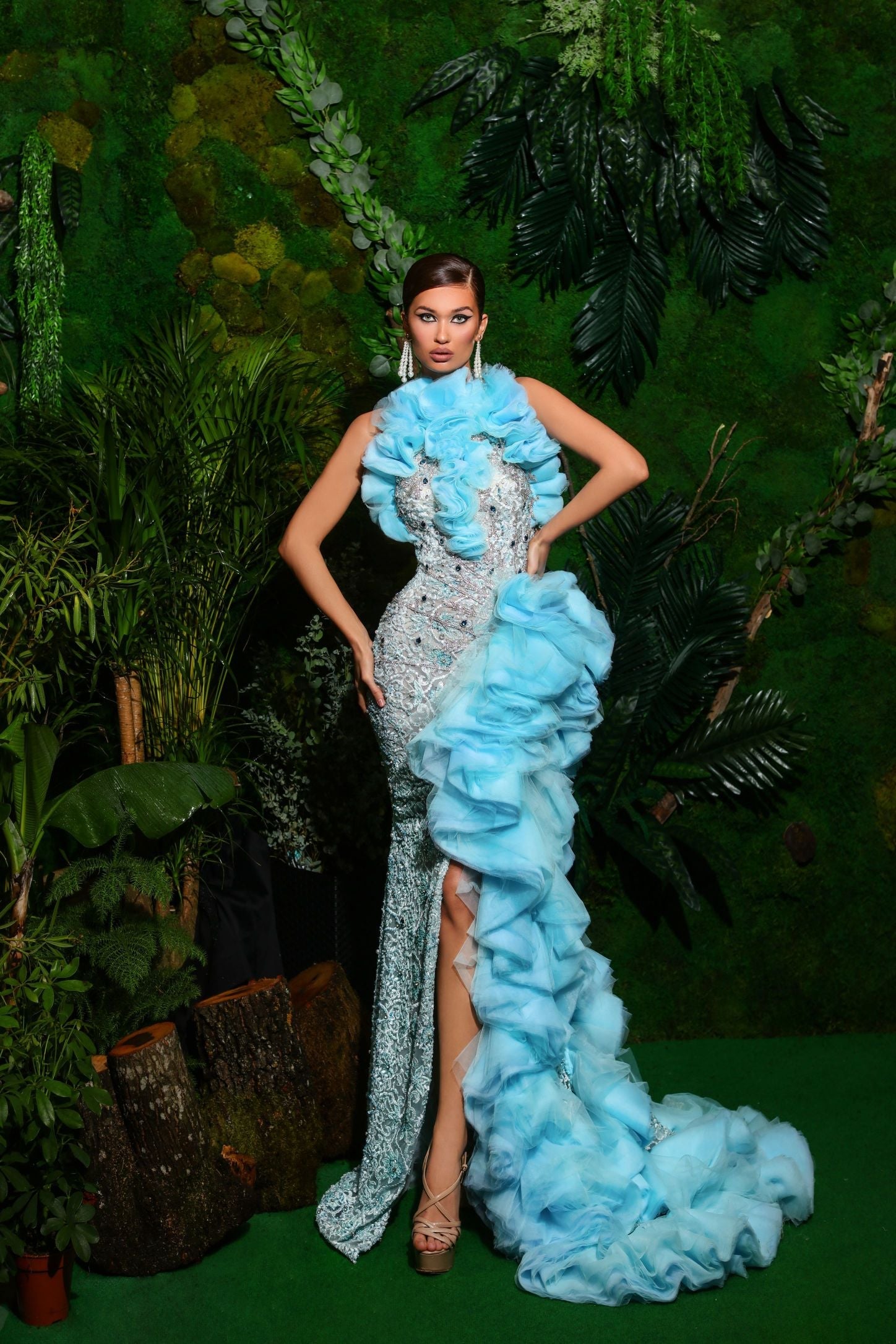 Full Embellished Gown-Baby Blue