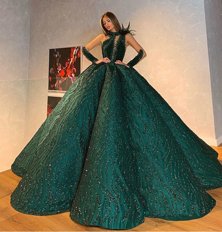 Emerald Green Shimmering Ball Gown – Walone LLC