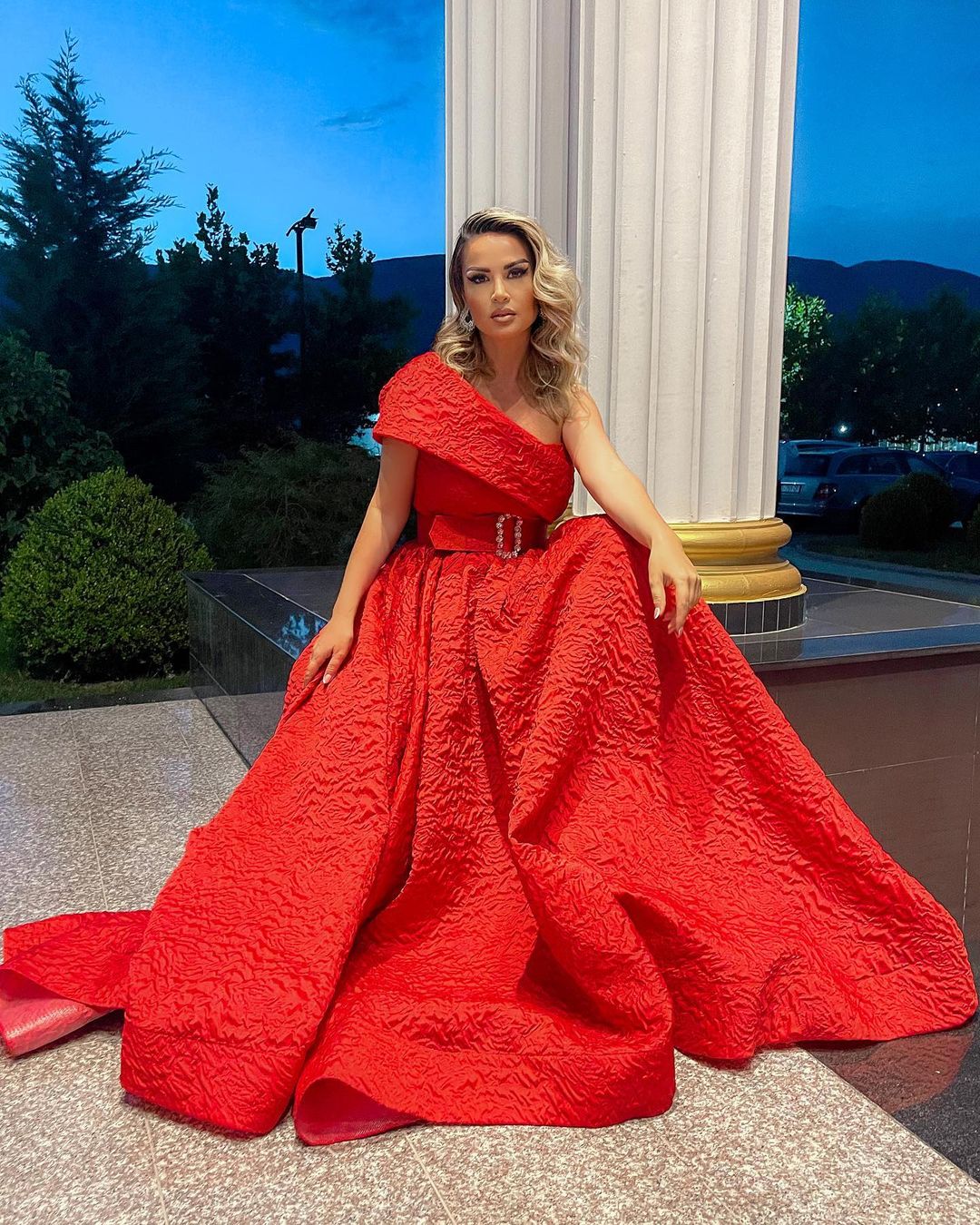 One Shoulder Flare Dress