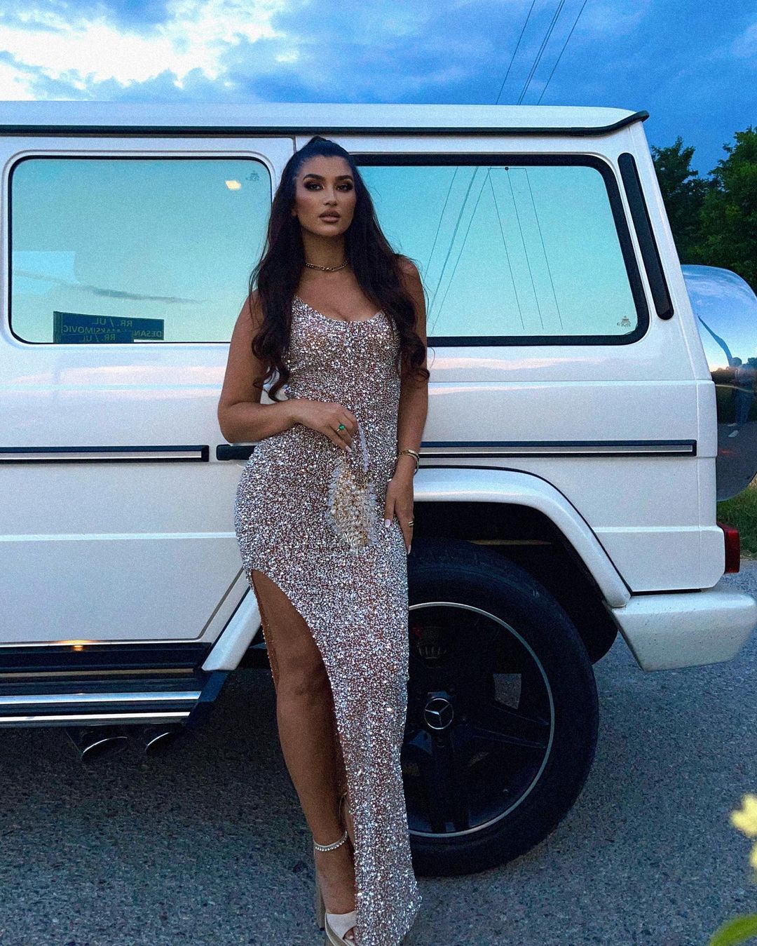 Shimmering Dress with Side Slit