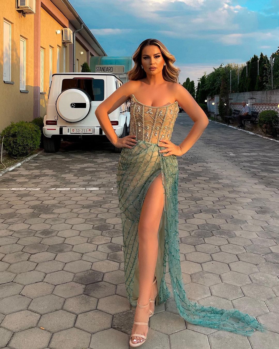 Strapless Emerald Green Maxi Dress