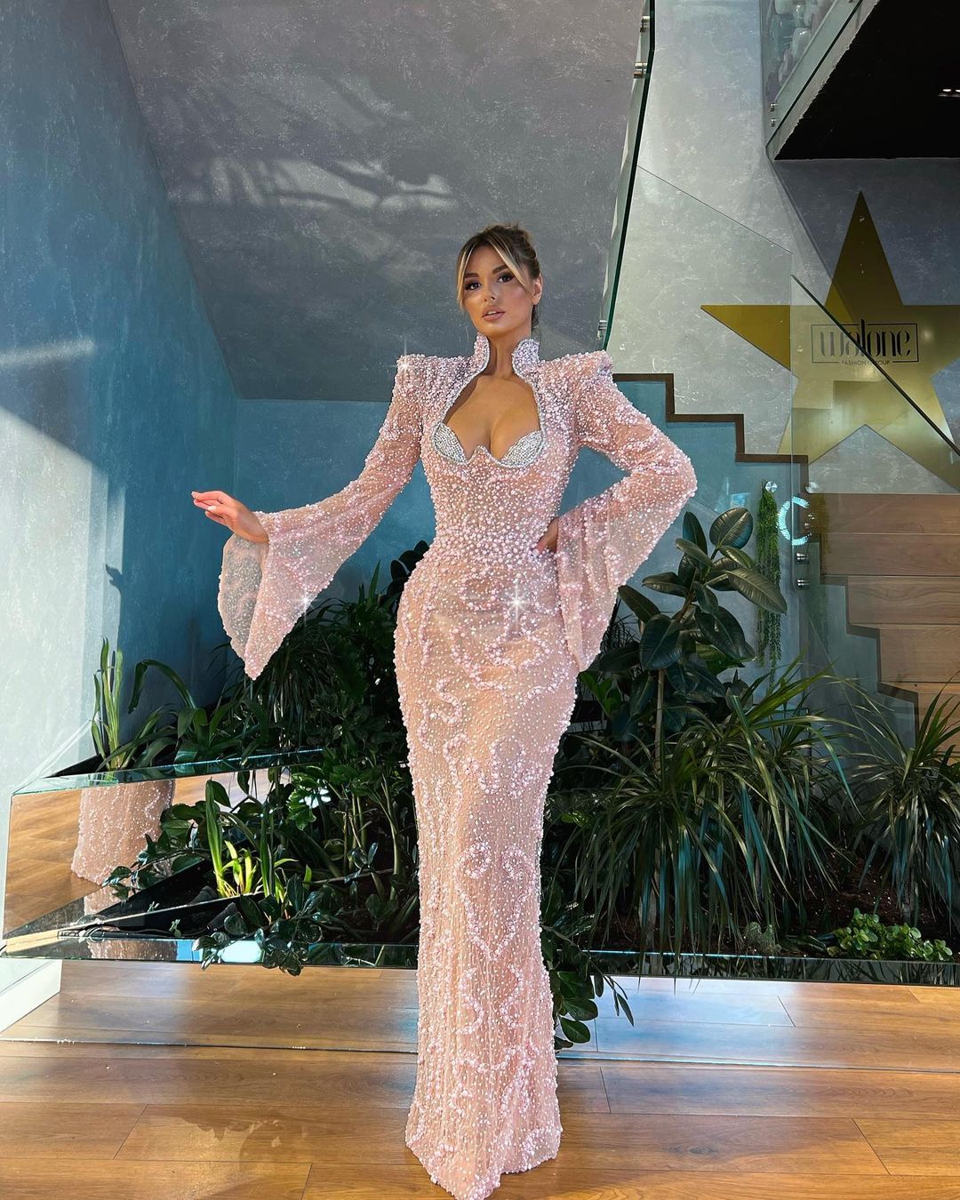 Baby Pink Dress with Kimono Sleeves