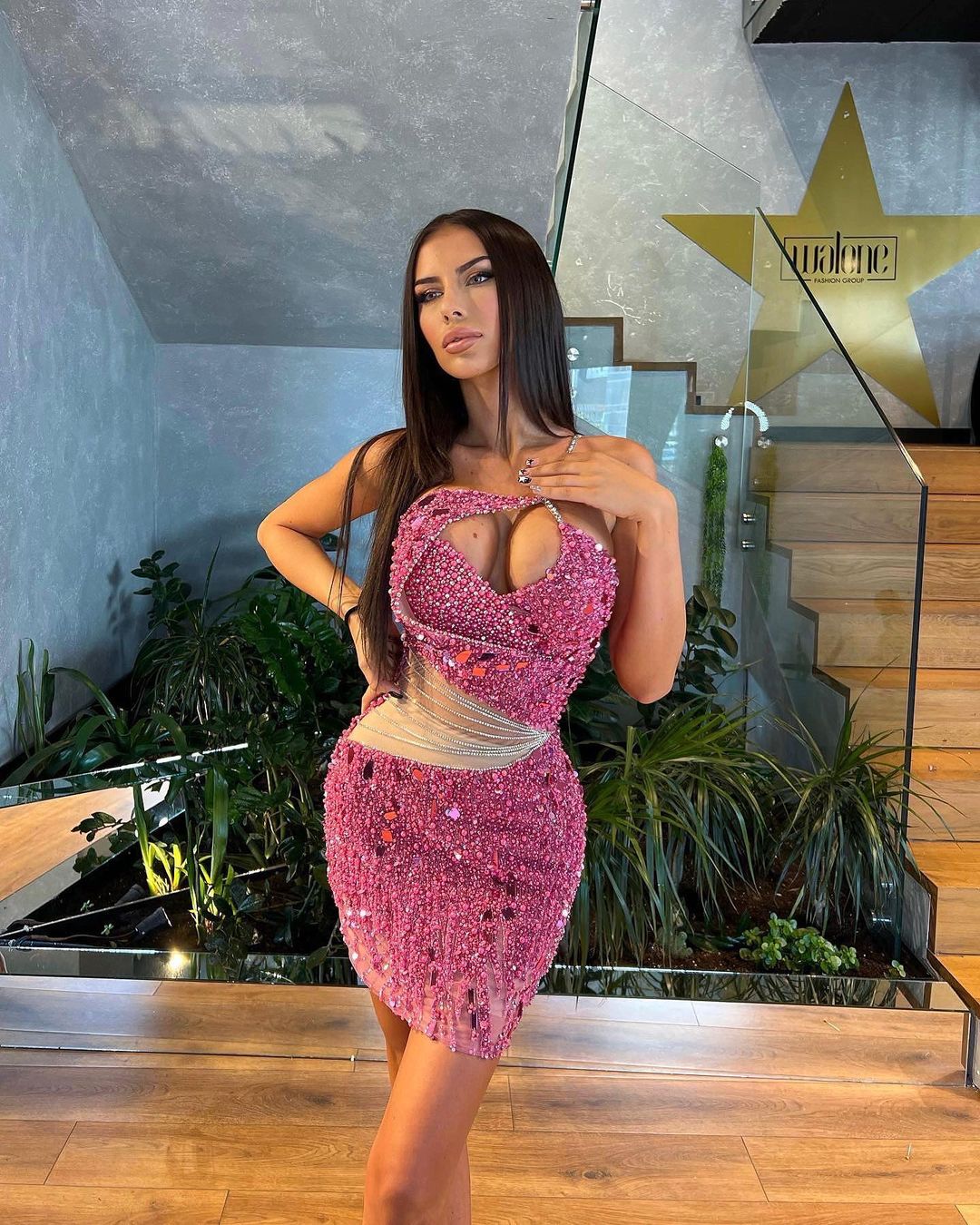 Pink Asymmetrical Short Dress