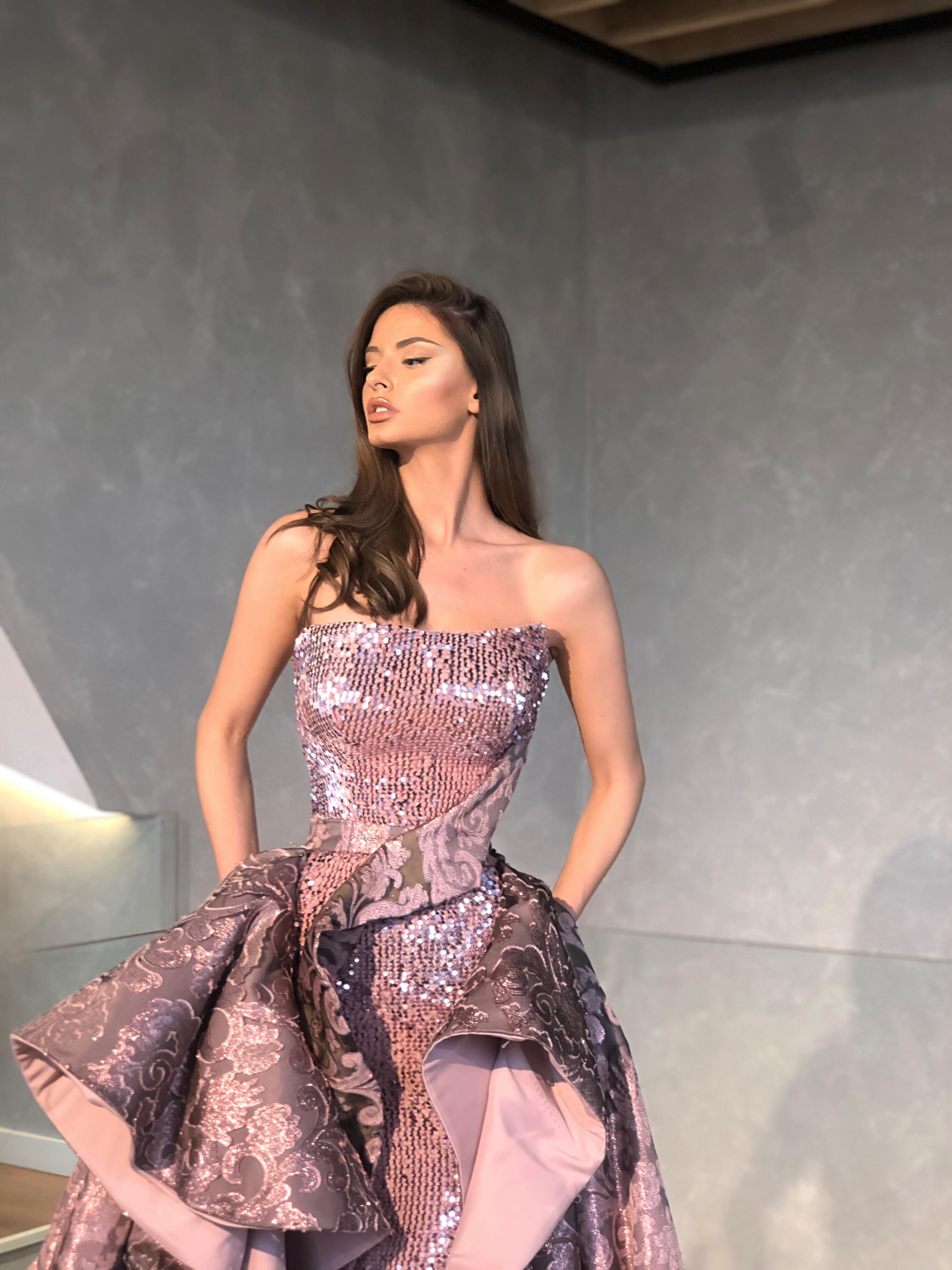 Pink Strapless Shimmering Gown